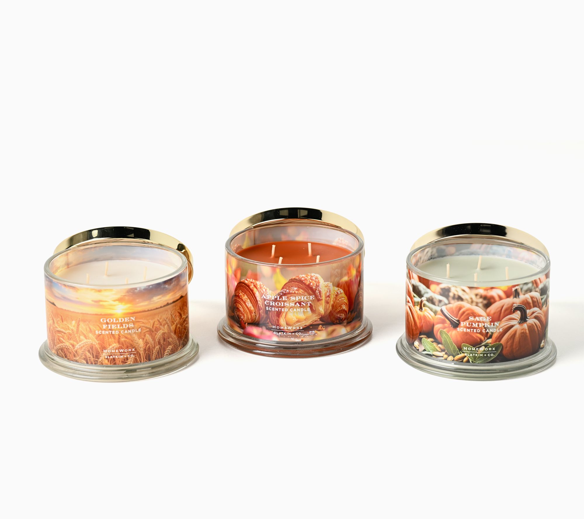 HomeWorx by Slatkin + Co. Set of 3 18oz Colors of Fall Candles