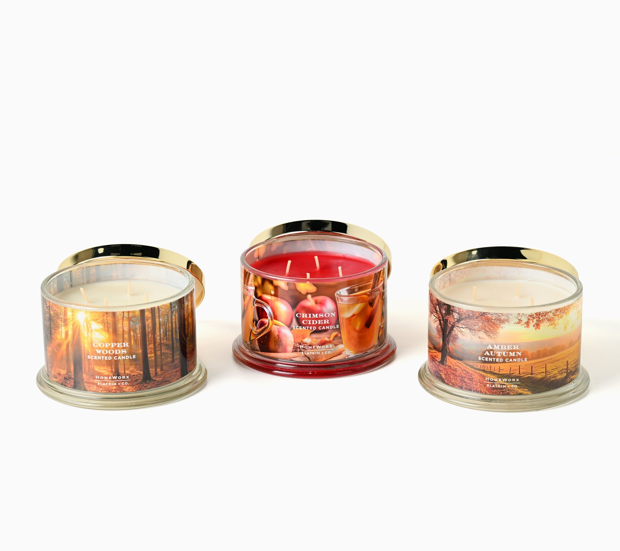 HomeWorx by Slatkin + Co. Set of 3 18oz Colors of Fall Candles