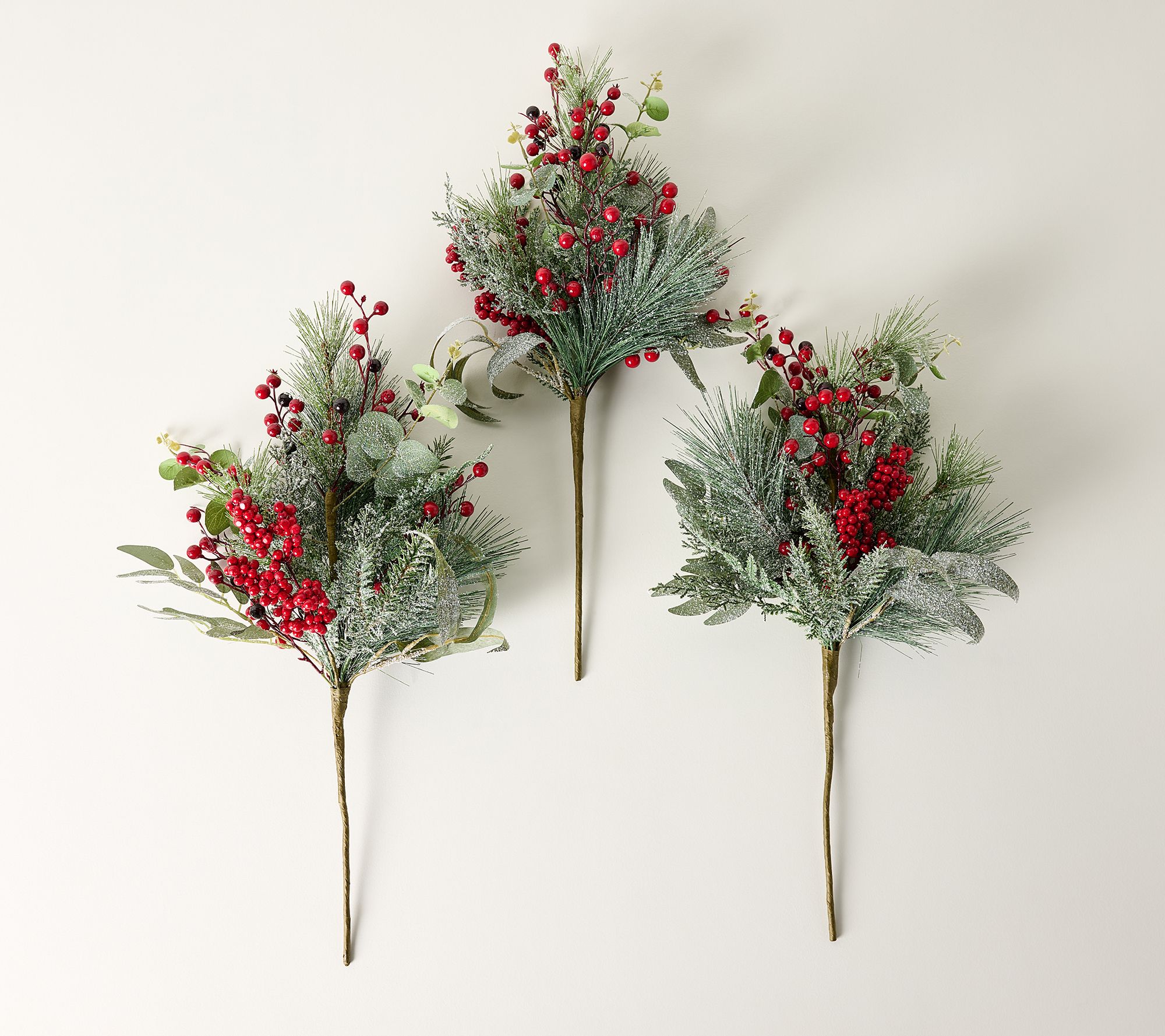 Hotel du Cobb S/3 24" Faux Fern and Berry Picks By Dennis Basso