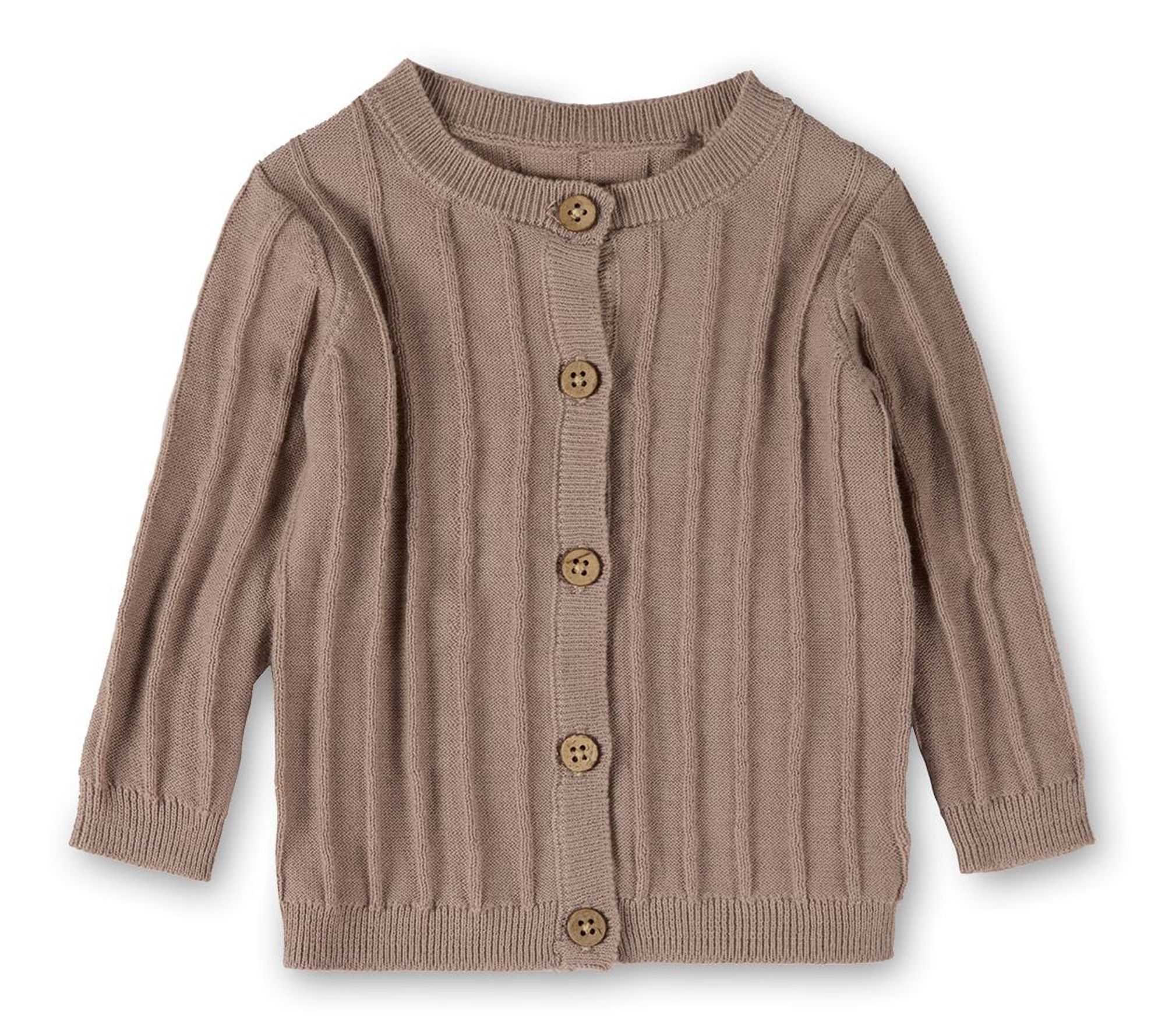 MiniMoi 3D Knit Cotton Ribbed Long-Sleeve Cardigan