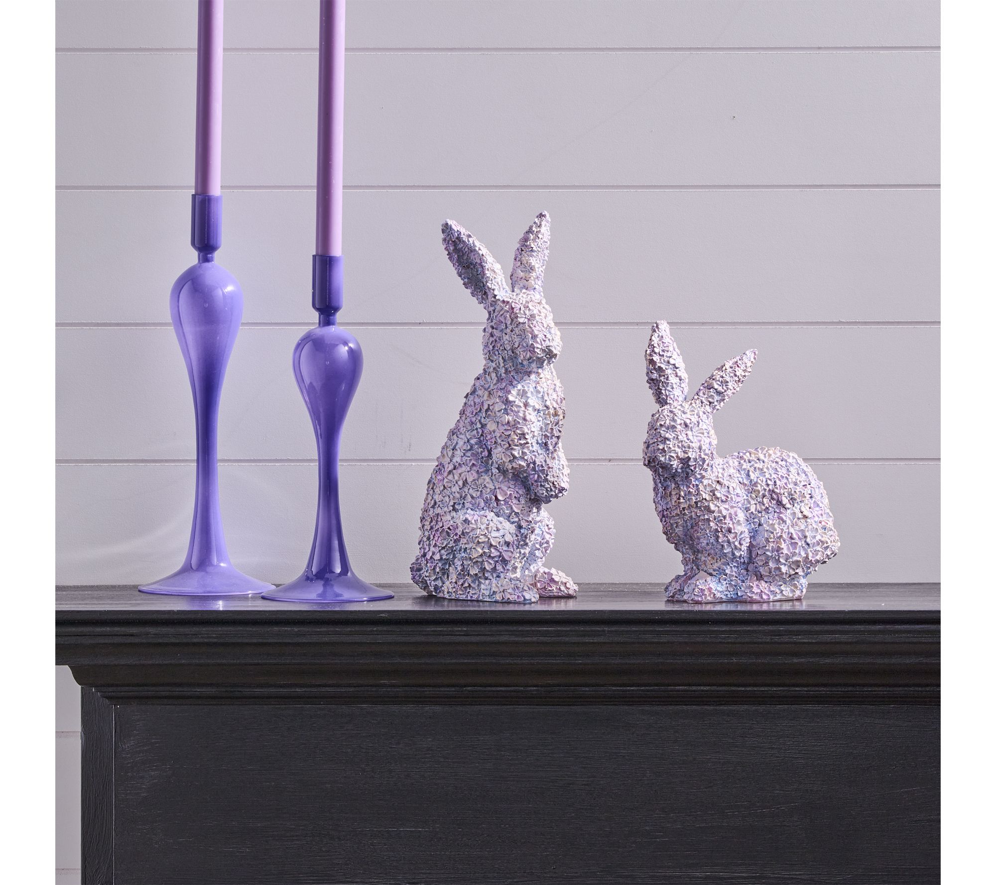 9-12" Resin Floral Bunny Set of 2 By Valerie
