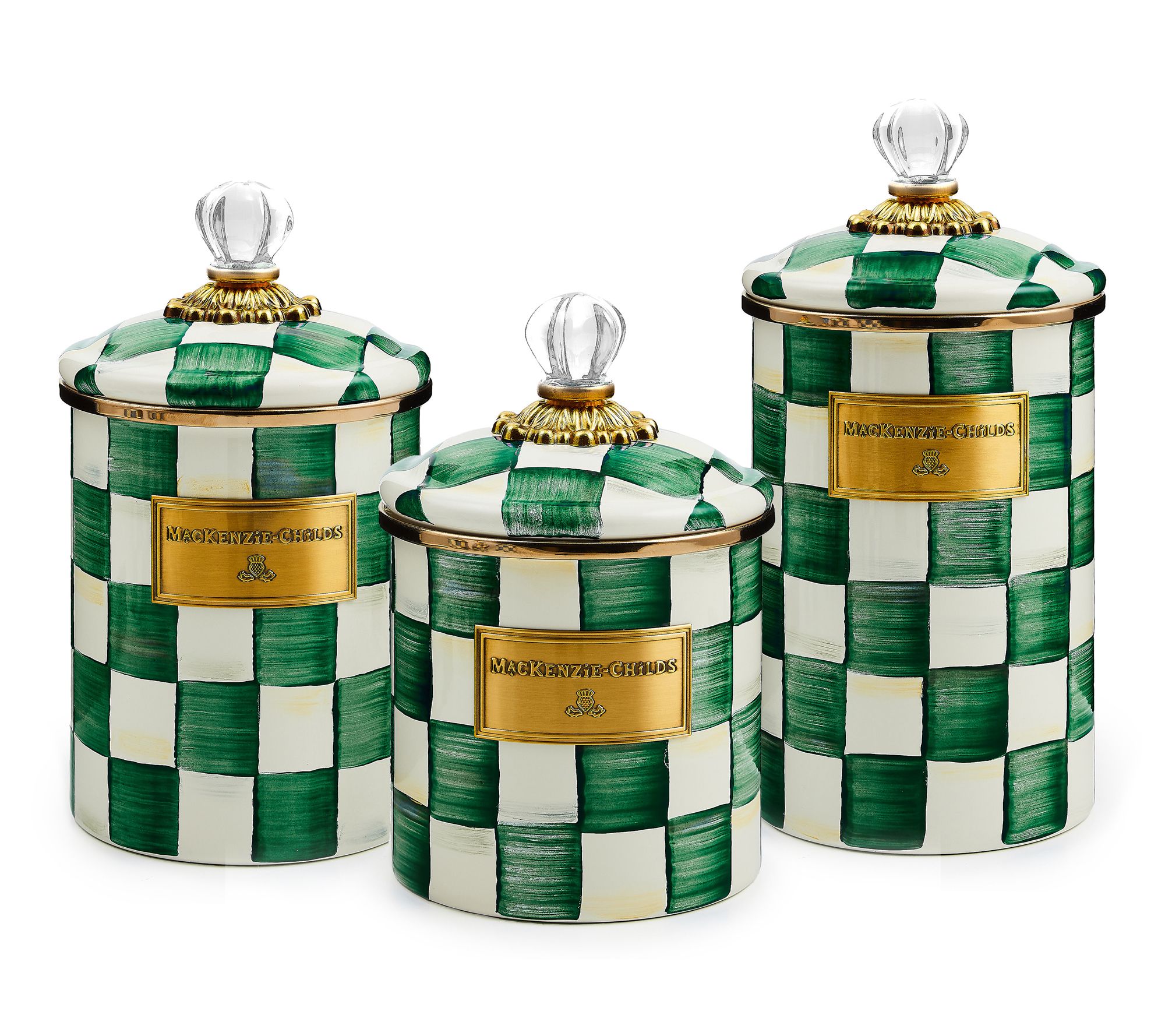 "As Is" MacKenzie - Childs Set of 3 Enamel Canister - Sm, Md & Lg
