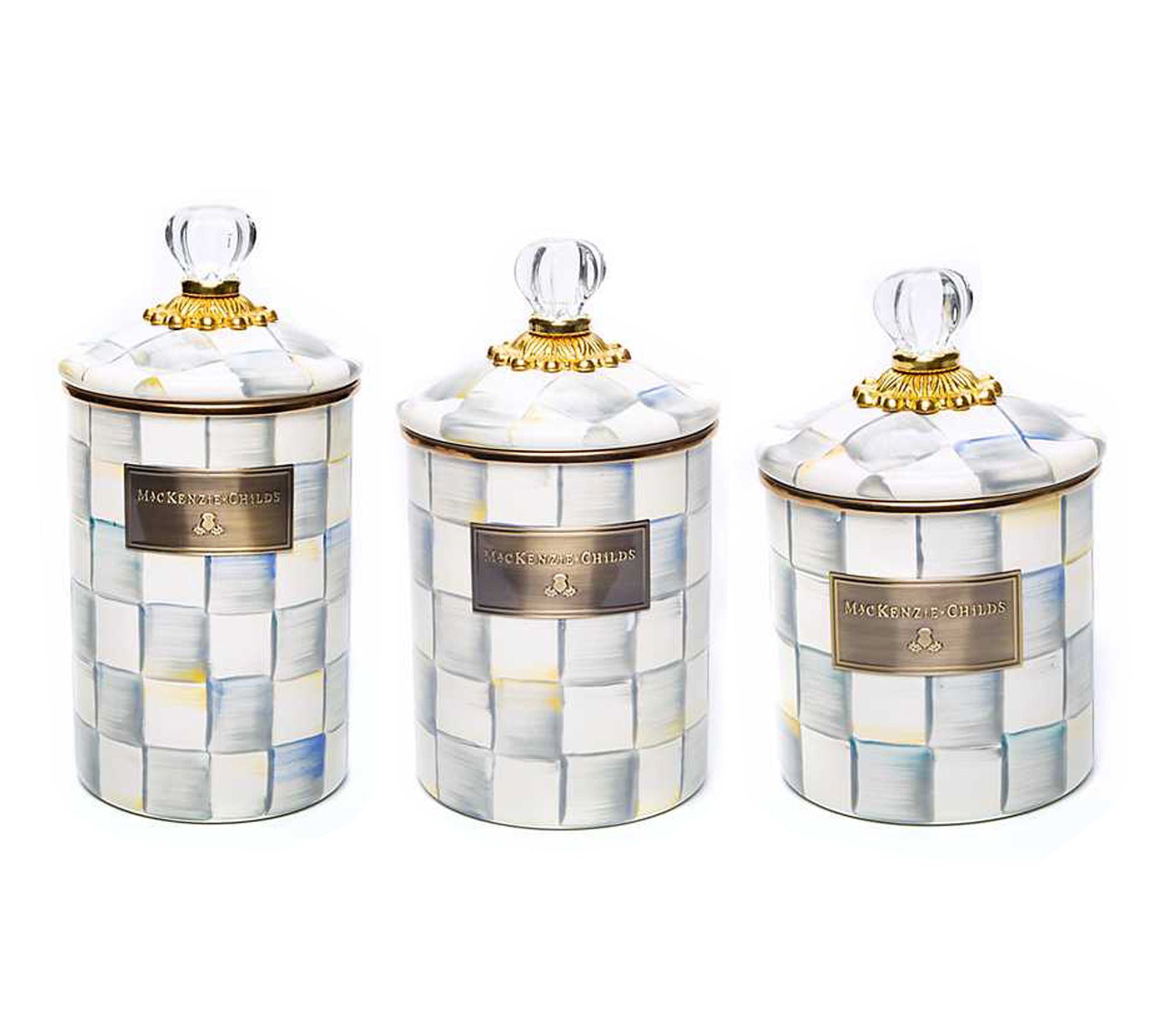 "As Is" MacKenzie - Childs Set of 3 Enamel Canister - Sm, Md & Lg
