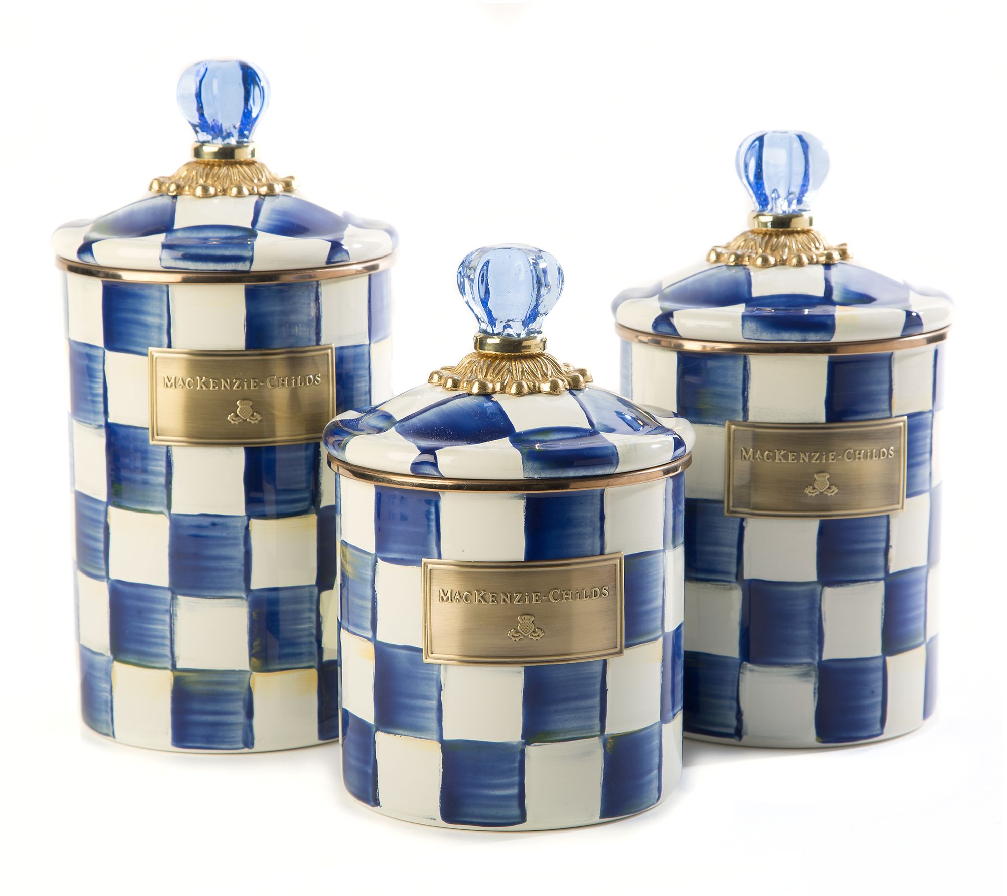 "As Is" MacKenzie - Childs Set of 3 Enamel Canister - Sm, Md & Lg