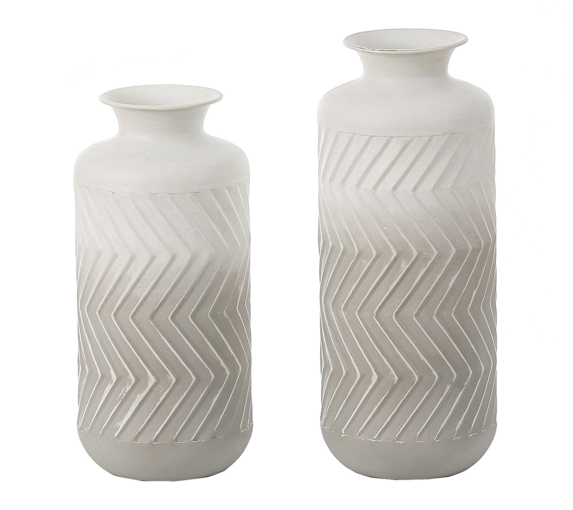 LuxenHome 2-Piece Gray and White Metal Bottle Vase Set