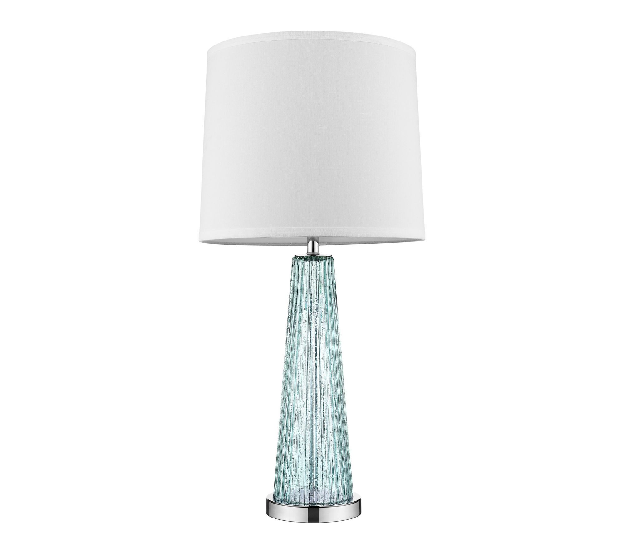 HomeRoots 29" Aqua Glass Buffet Lamp, Off White Empire Shade