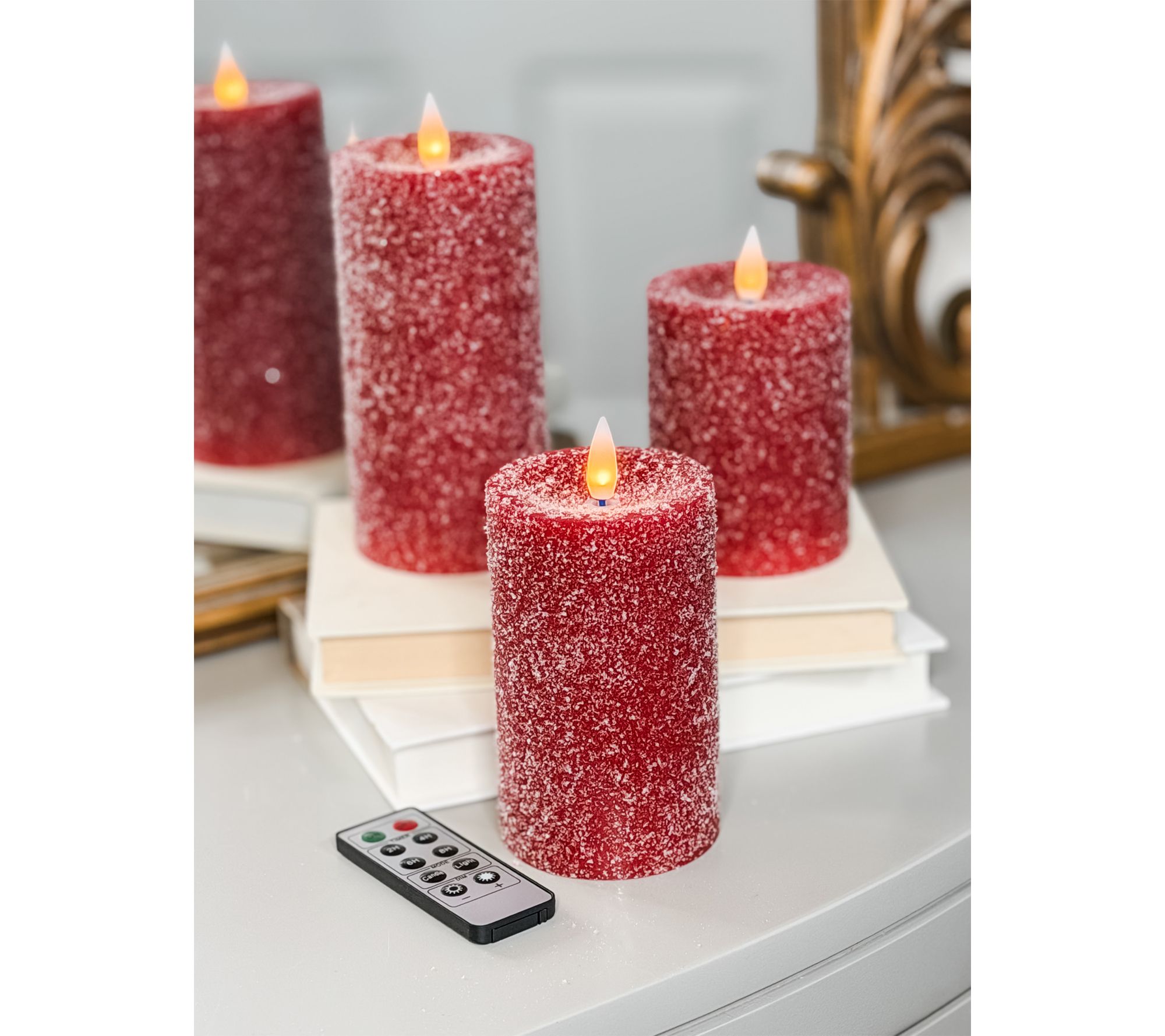 "As Is" Simply Stunning S/3 Flocked Flameless Candles by J.