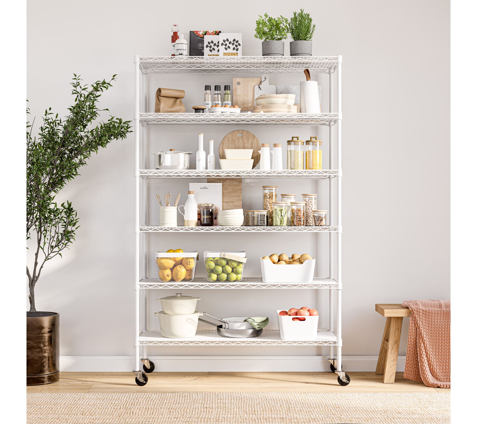 Seville Classics 6 Tier Wire Shelving, 48" W x 18" D x 75.5" H