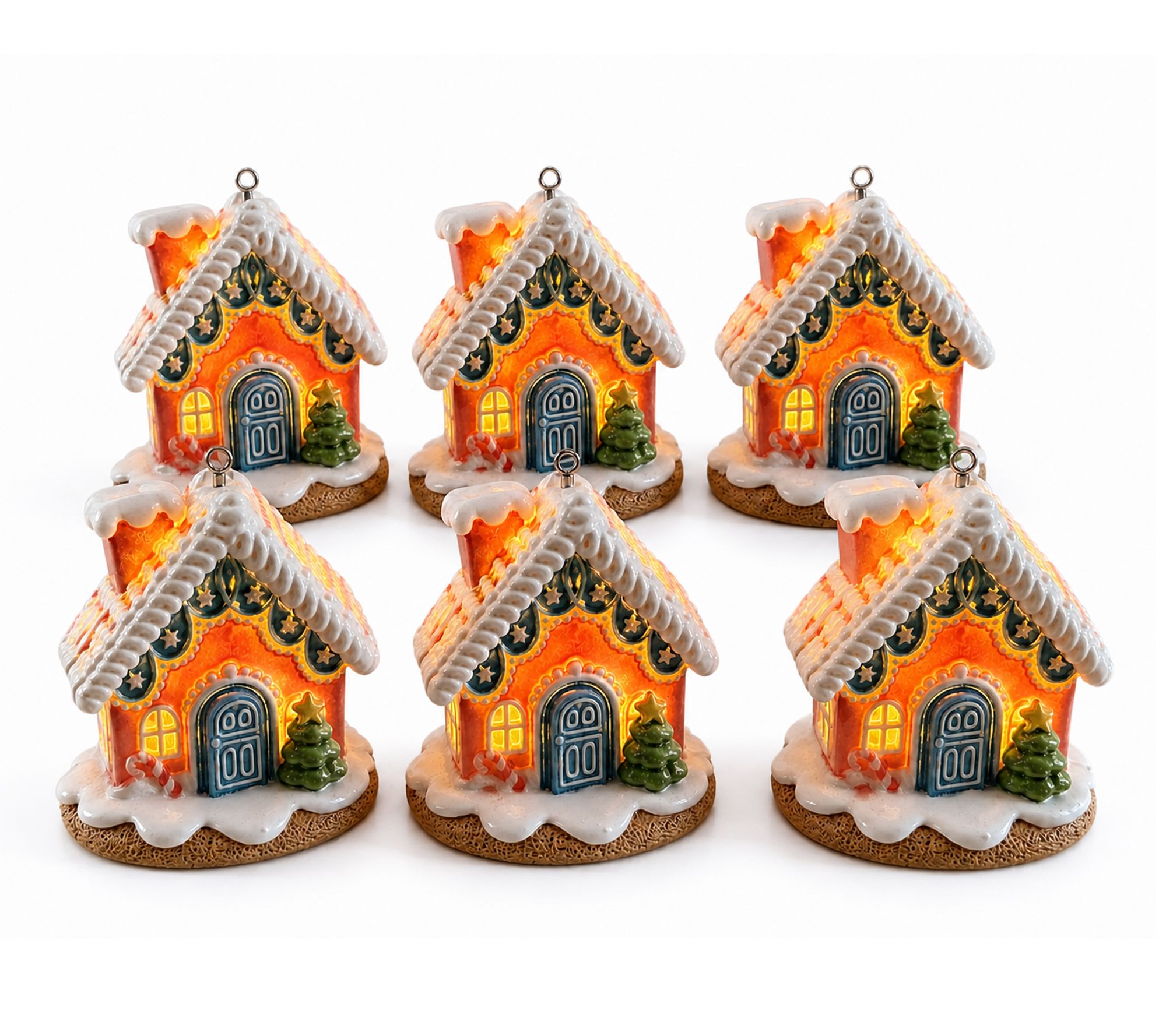RC Home Decor-6 PCS 3.15â   Gingerbread House Hanging Ornaments