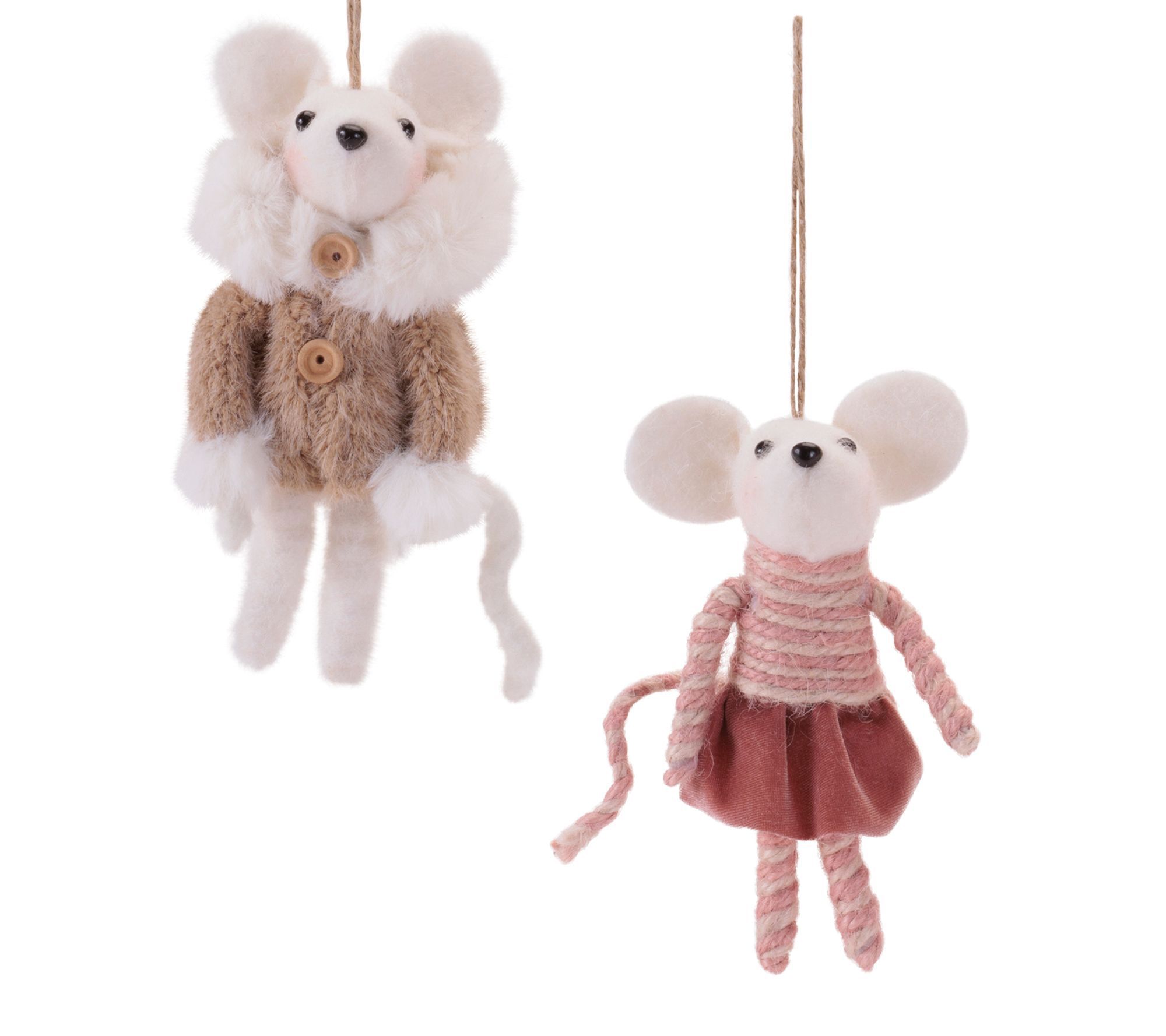 Melrose Plush Mouse Ornament (Set of 2)