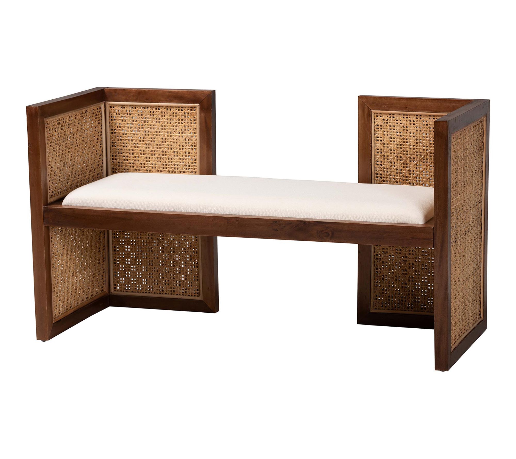 bali & pari Lovina Light Honey Rattan and Acacia Wood Bench