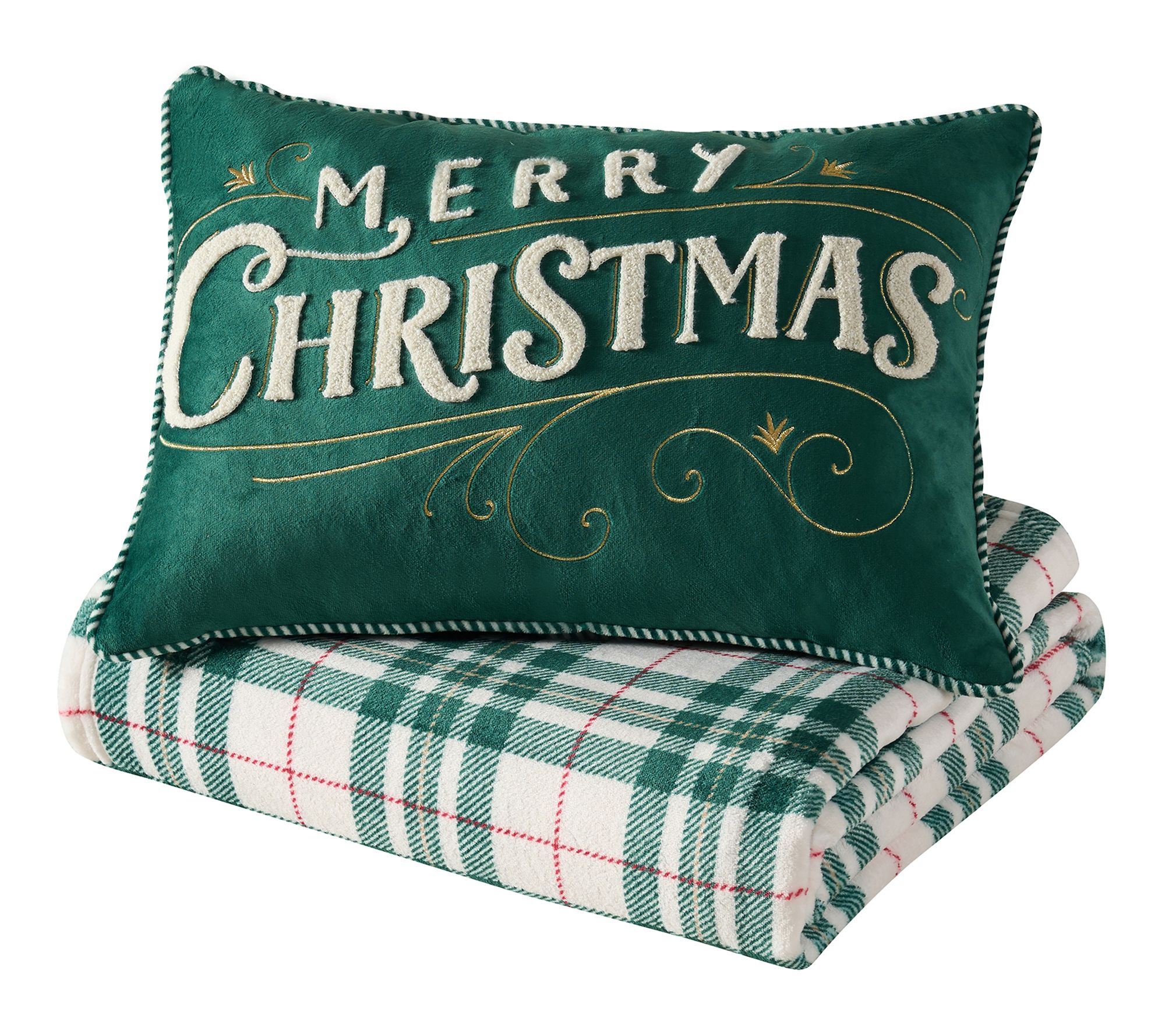 Hallmark Merry Christmas 2-Pc Plush Throw & Dec Pillow Set