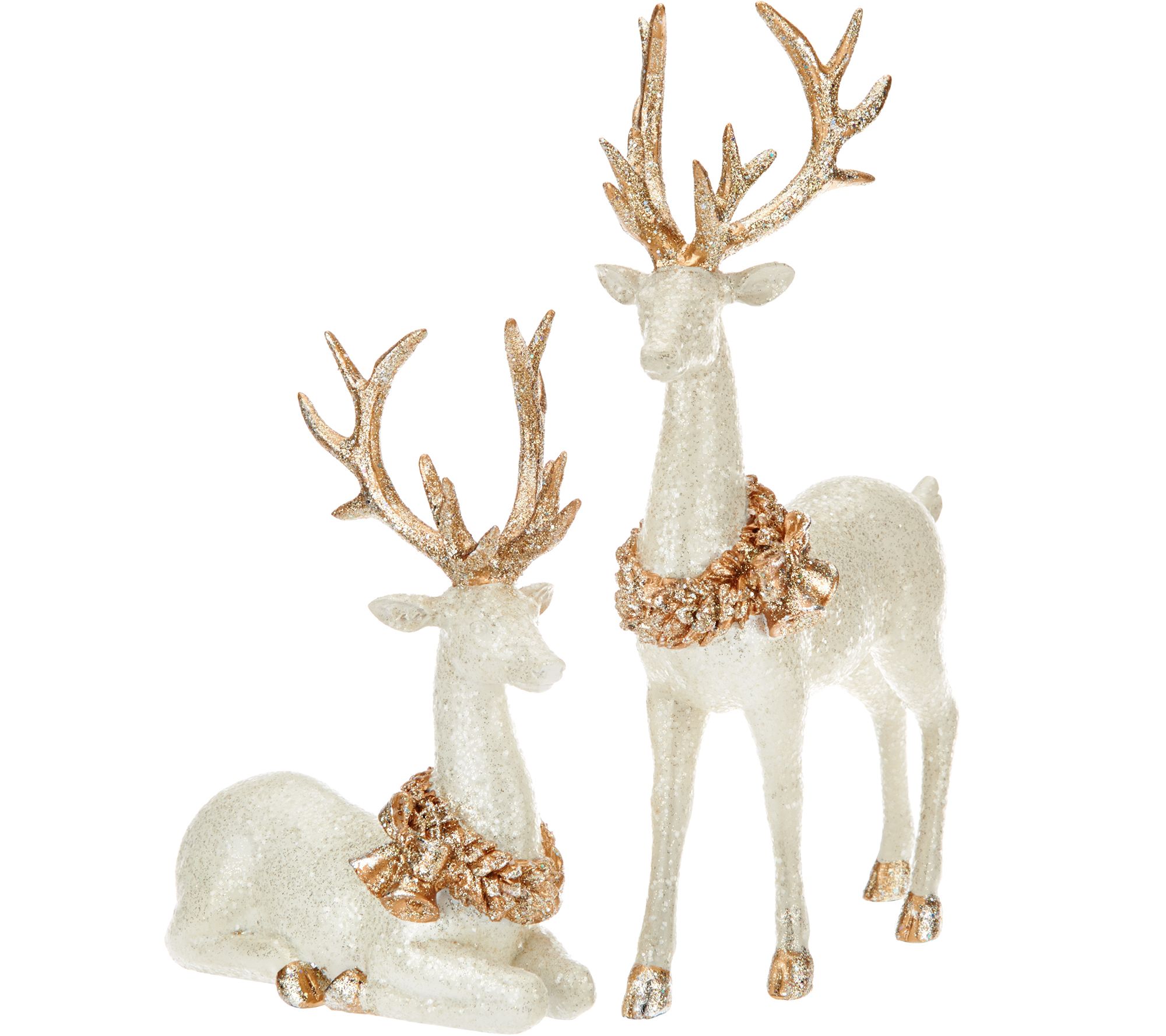 Set of 2 Glittered Vintage Reindeer by Valerie - QVC.com