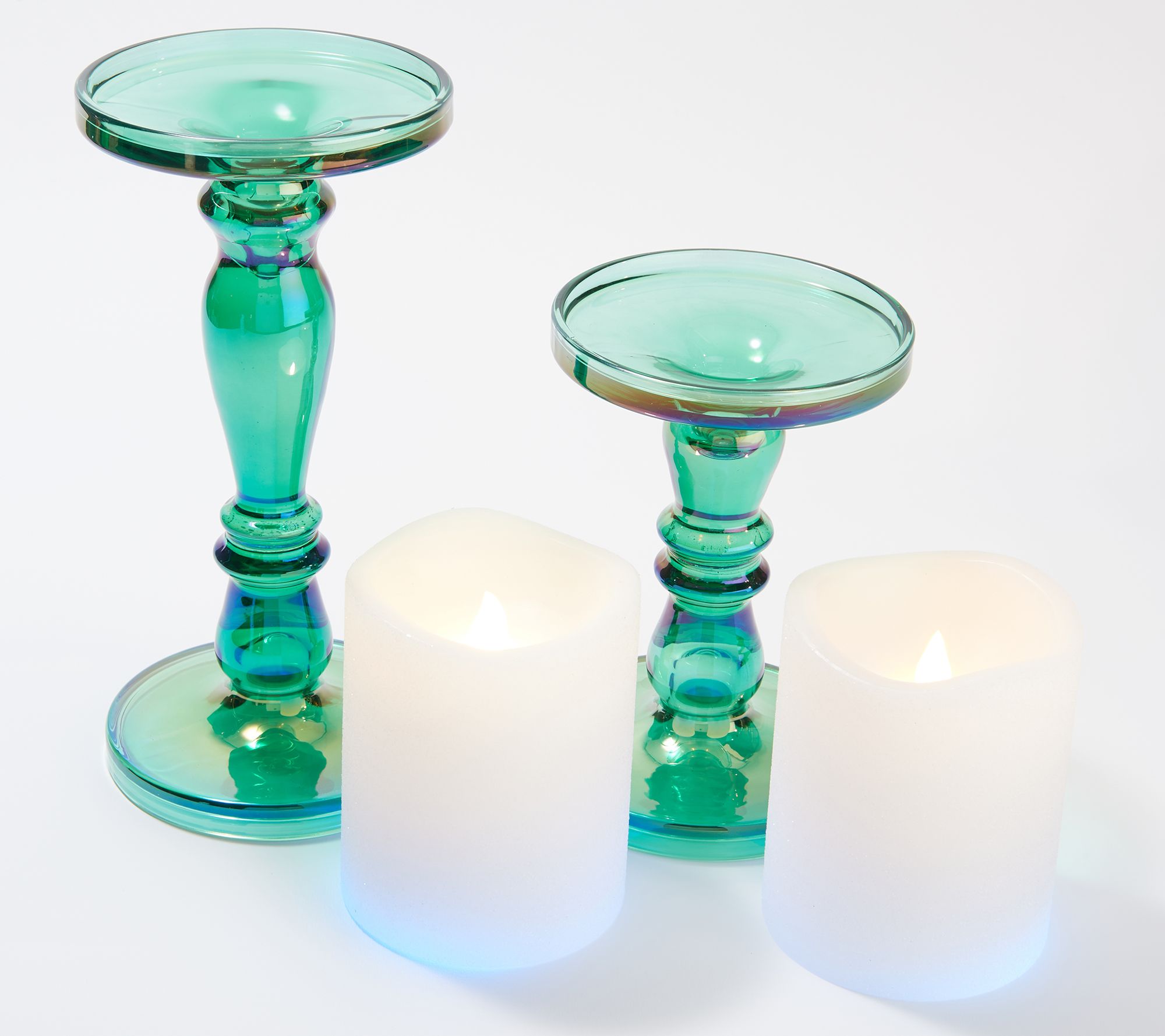 "As Is" Lightscapes S/2 Candle Holders w/ Flameless Candles