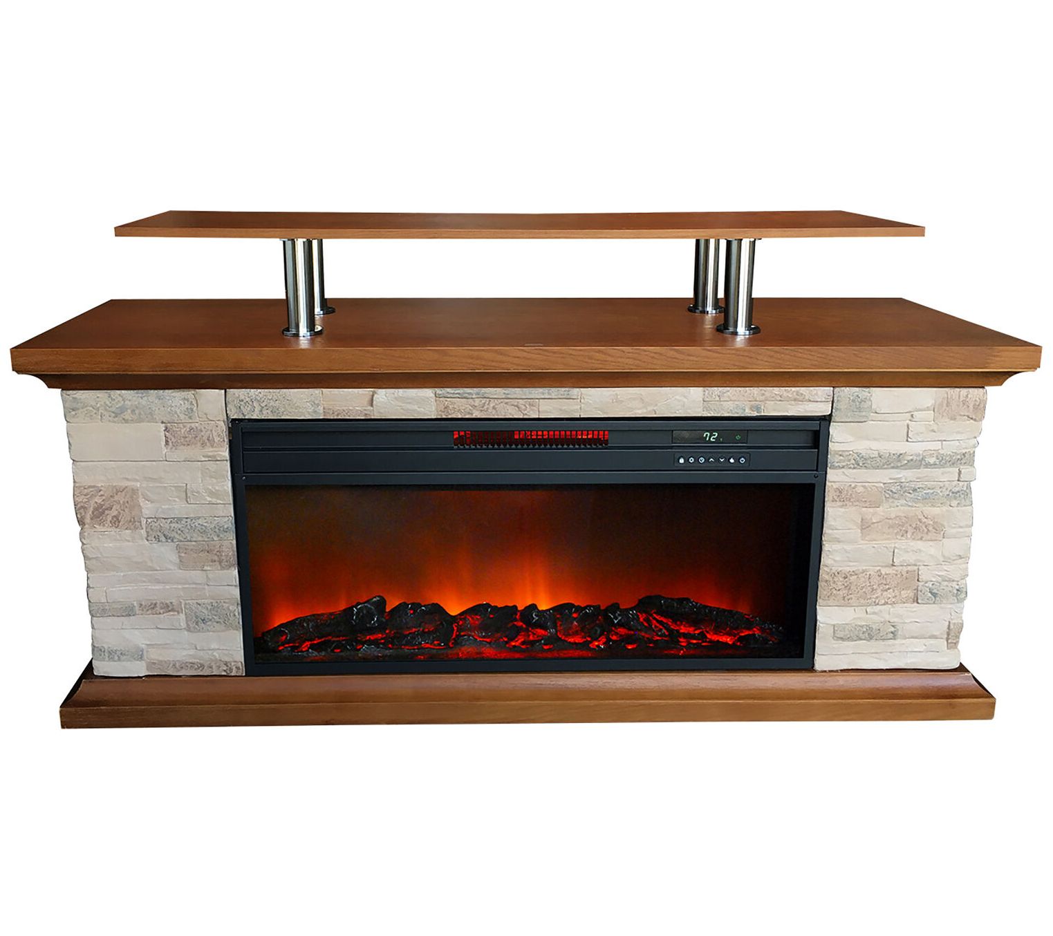 Lifesmart 60 Inch Electric Fireplace w/ Adjusta ble Brightness