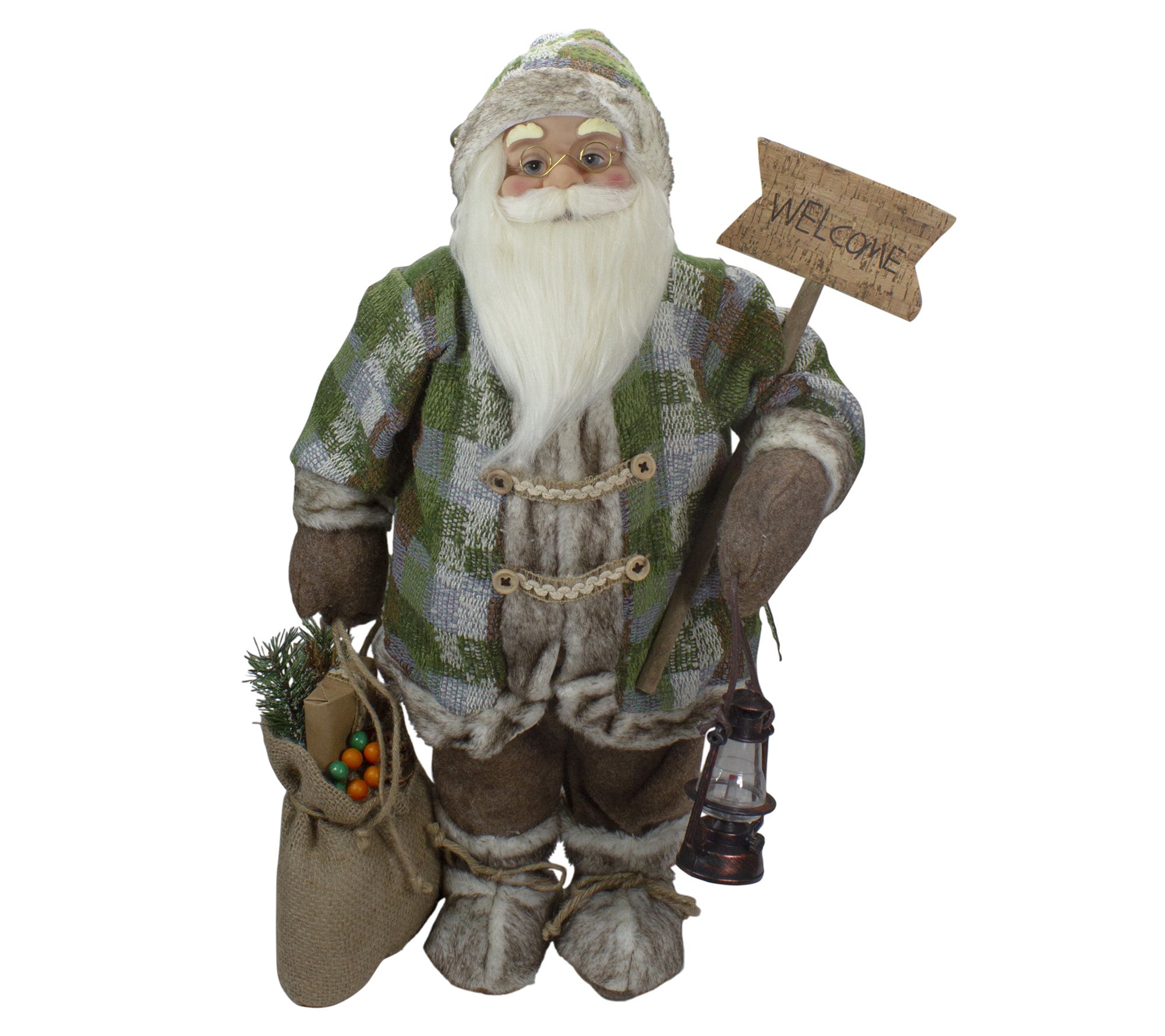 Northlight 2' Standing Santa Figure Carrying a Welcome Sign