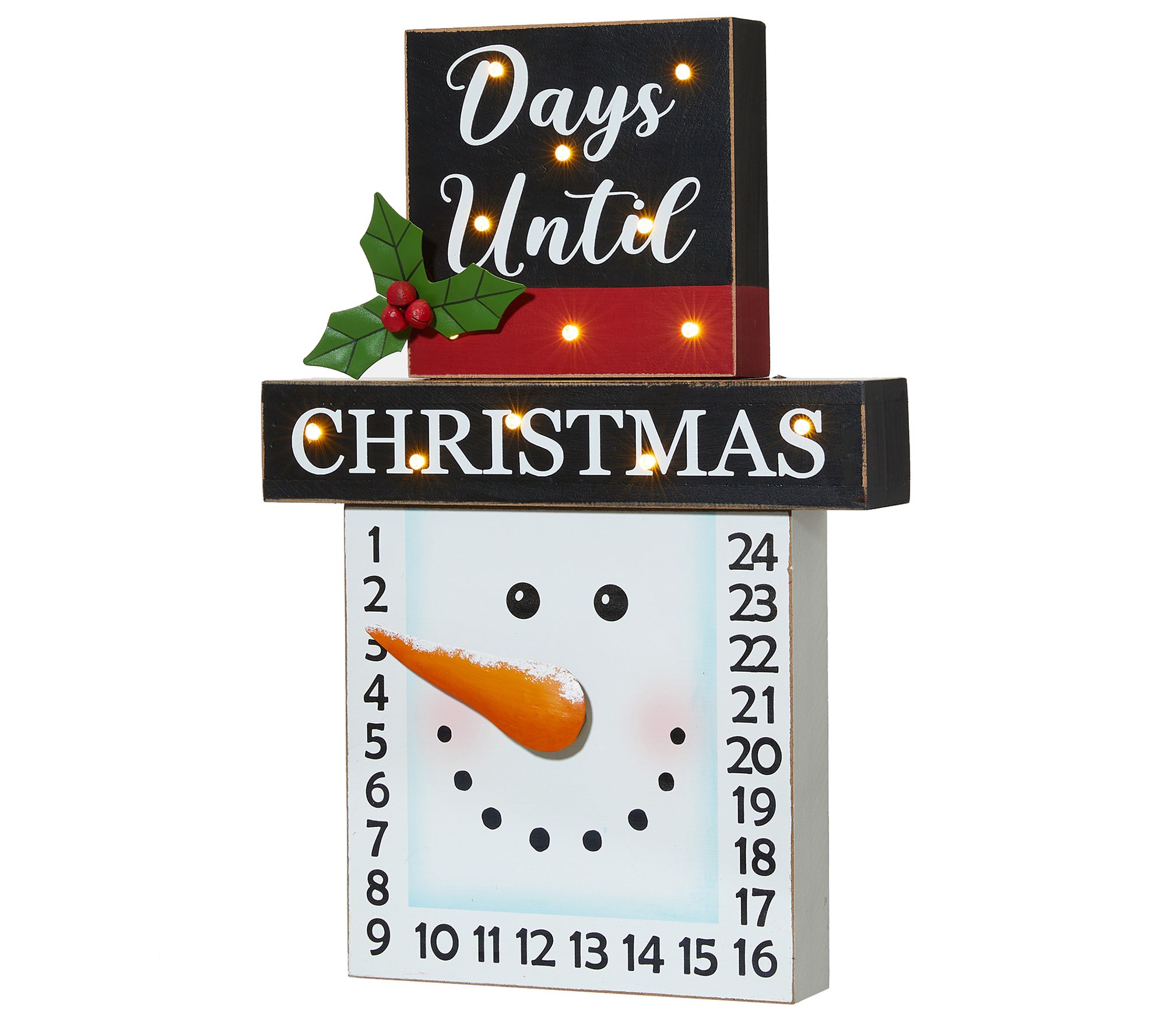 Glitzhome 15" LED Lighted Snowman Christmas Adv ent Countdown