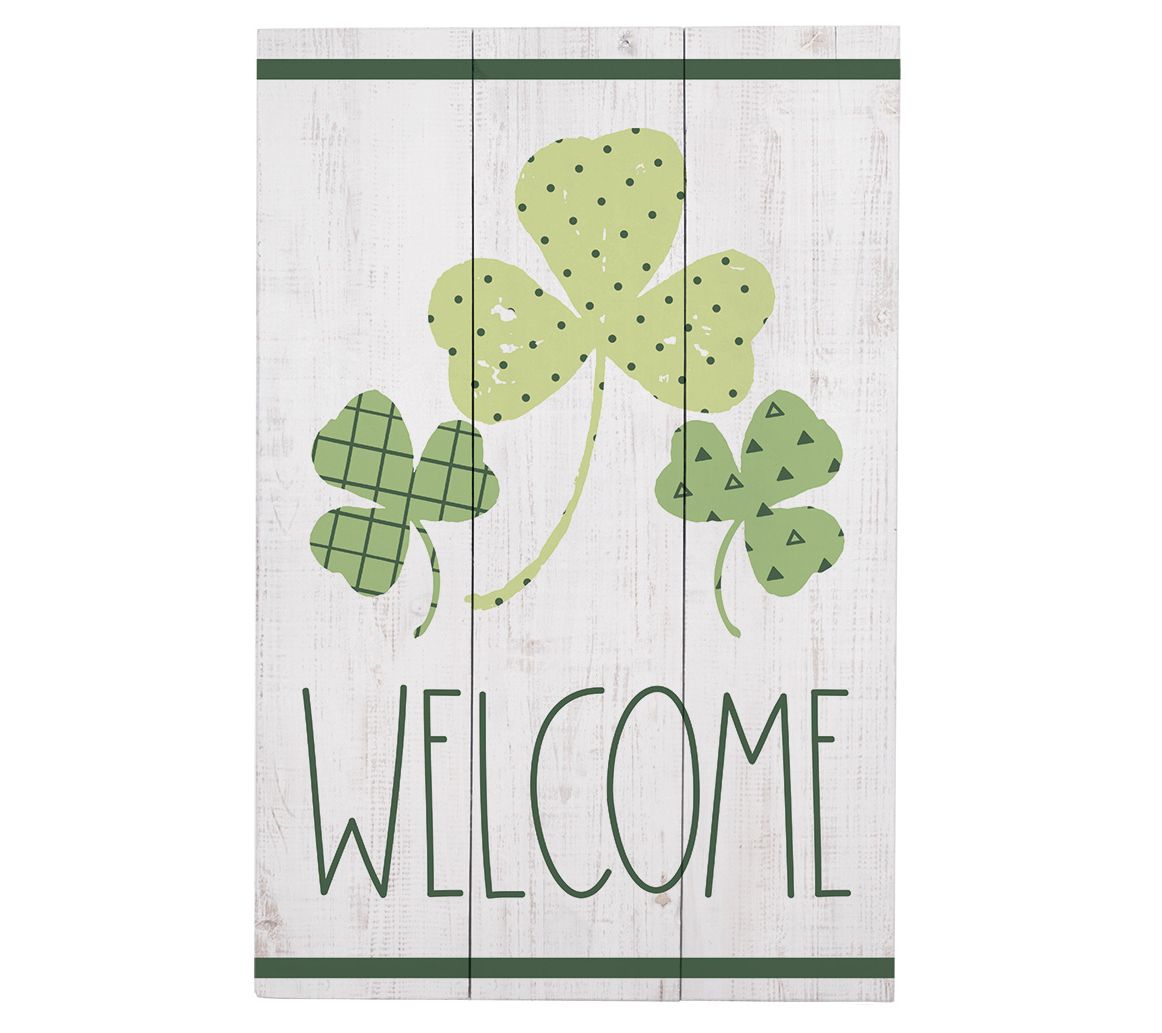 Sincere Surroundings 10.75" Welcome Clovers Rustic Pallet