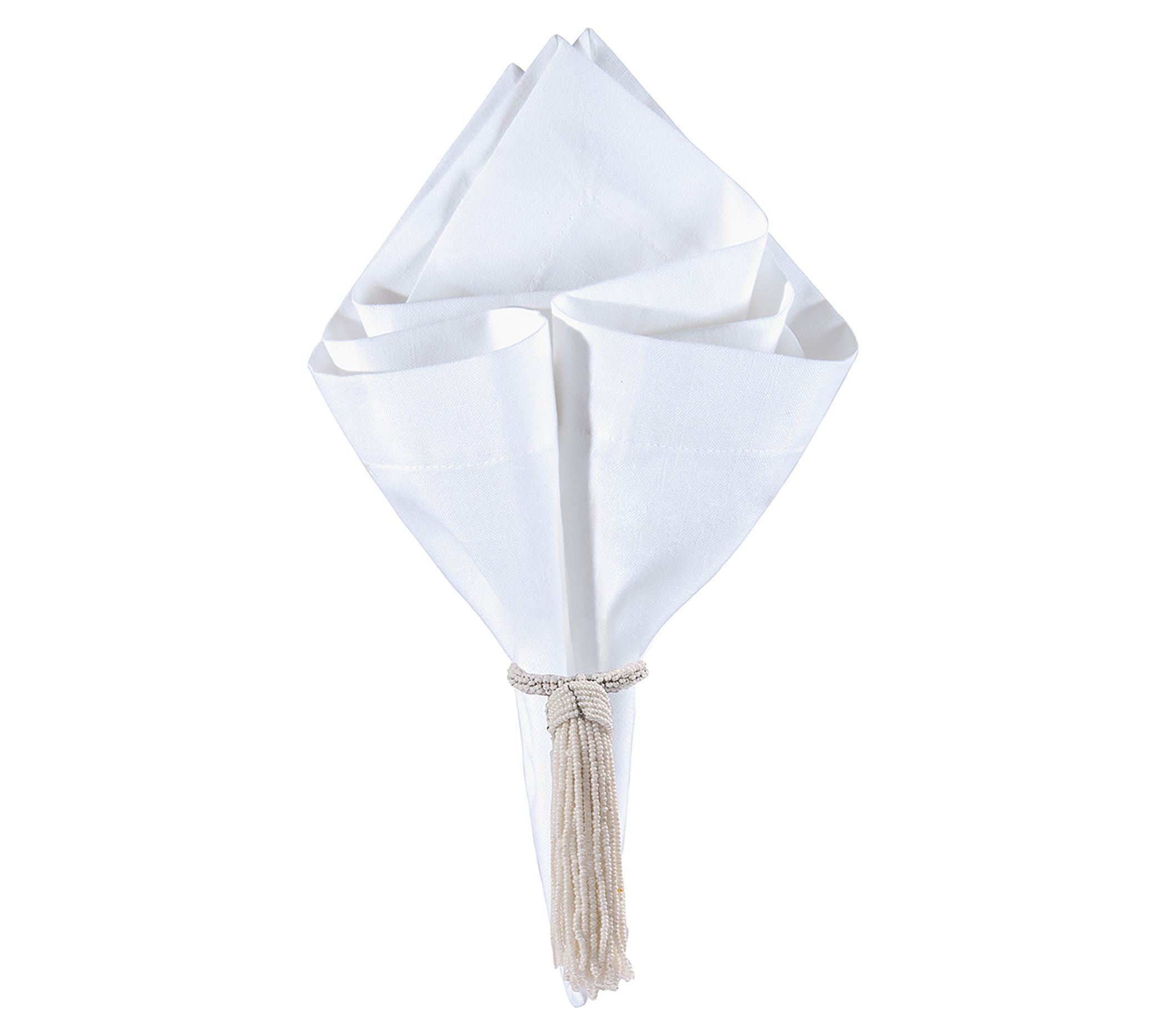 Beaded Tassle Napkin Ring Set of 6 by Valerie