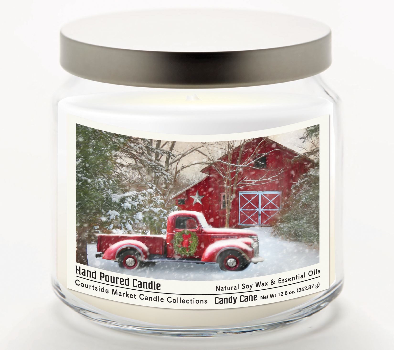 Courtside Market Barn with Truck Candle Glass J ar 12.8 oz