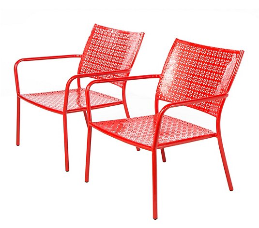 Alfresco Home Set of 2 Wrought Iron Outdoor Stacking Chairs