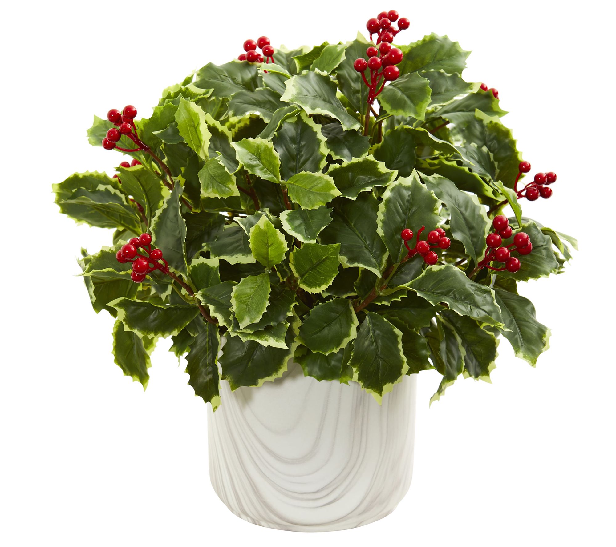 Variegated Holly Plant in Vase Real Touch by Nearly Natural