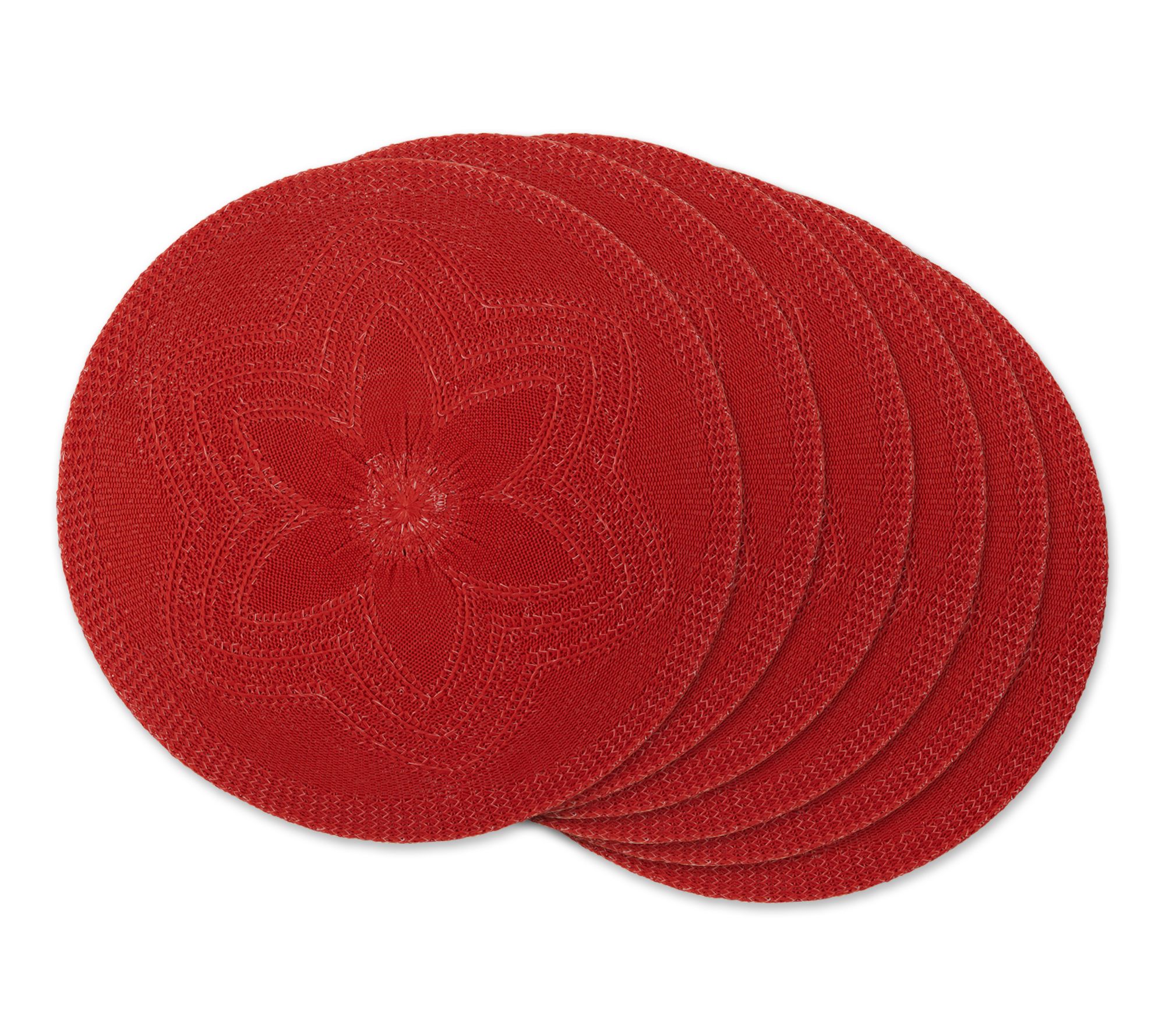Design Imports Set of 6 Floral Woven Round Placemat
