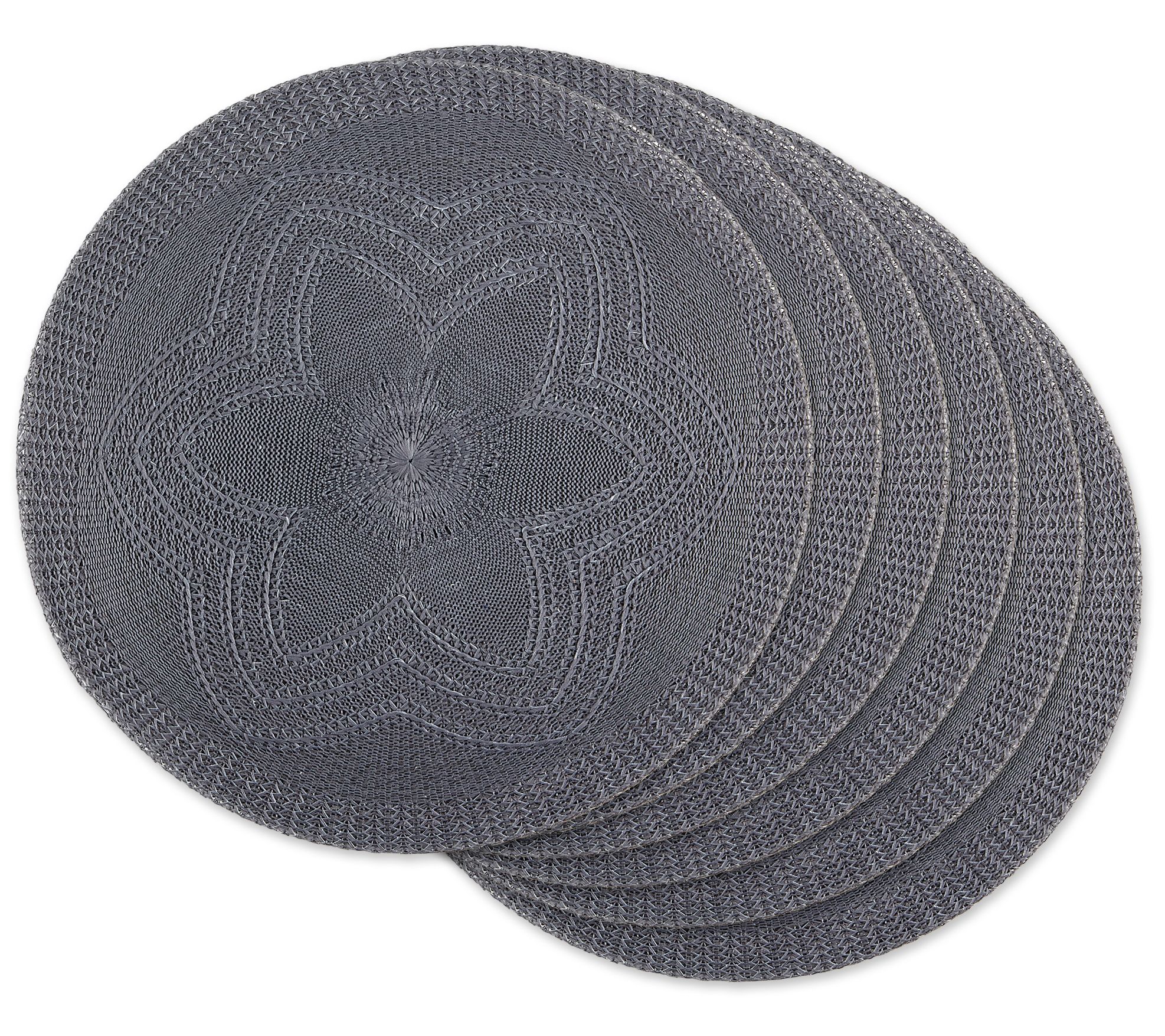 Design Imports Set of 6 Floral Woven Round Placemat
