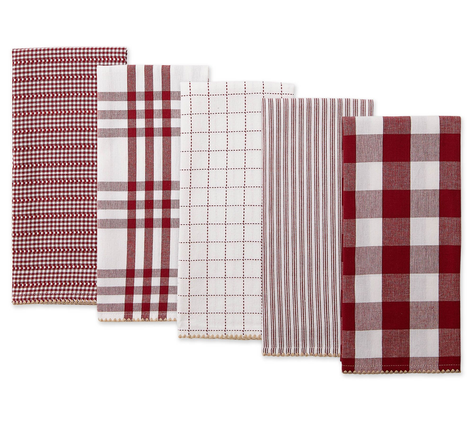 Design Imports Set of 5 Farmhouse Woven KitchenTowels