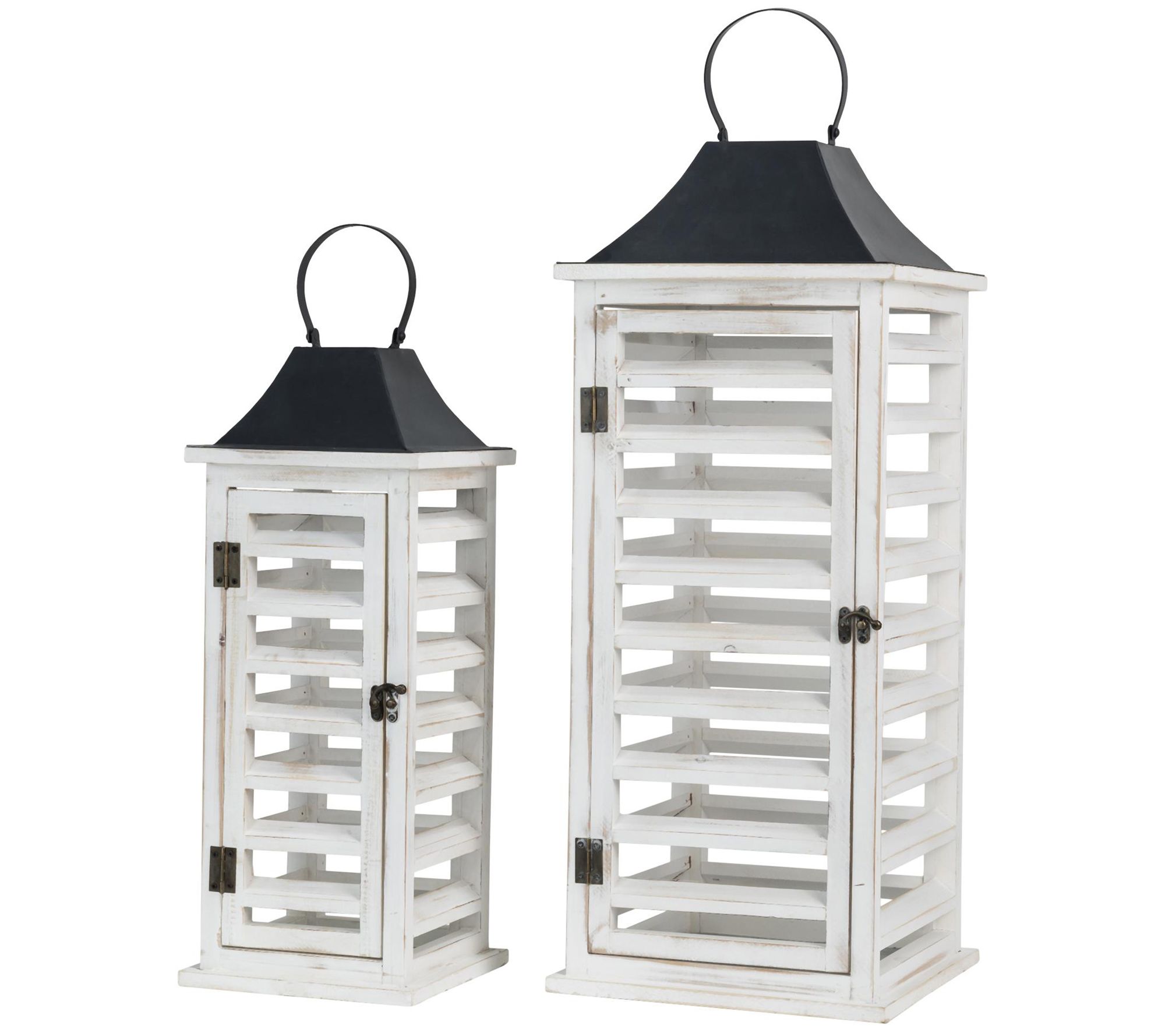 Glitzhome Contempo Distressed Shutter LanternsS/2