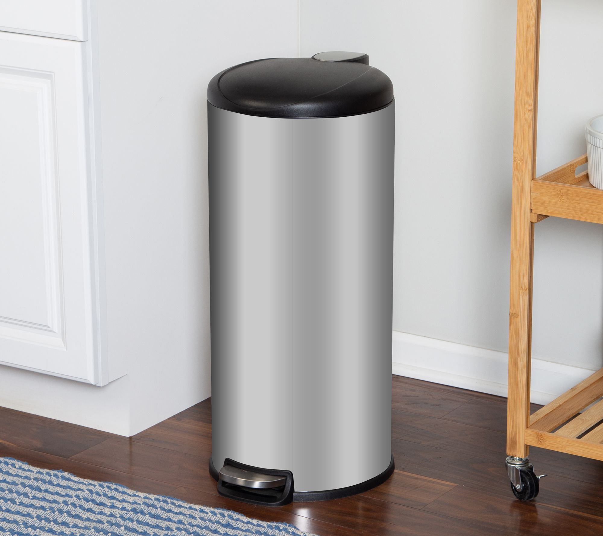 HoneyCanDo 30L SoftClose Round Stainless Steel Trash Can