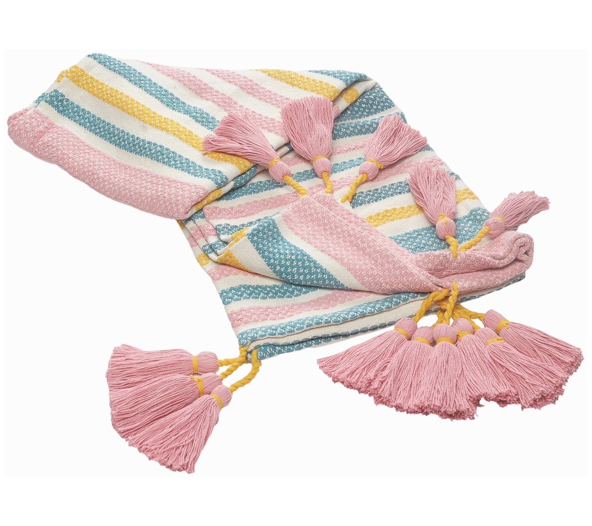 Ox Bay Vibrant Sunny Striped Throw Blanket withTassels