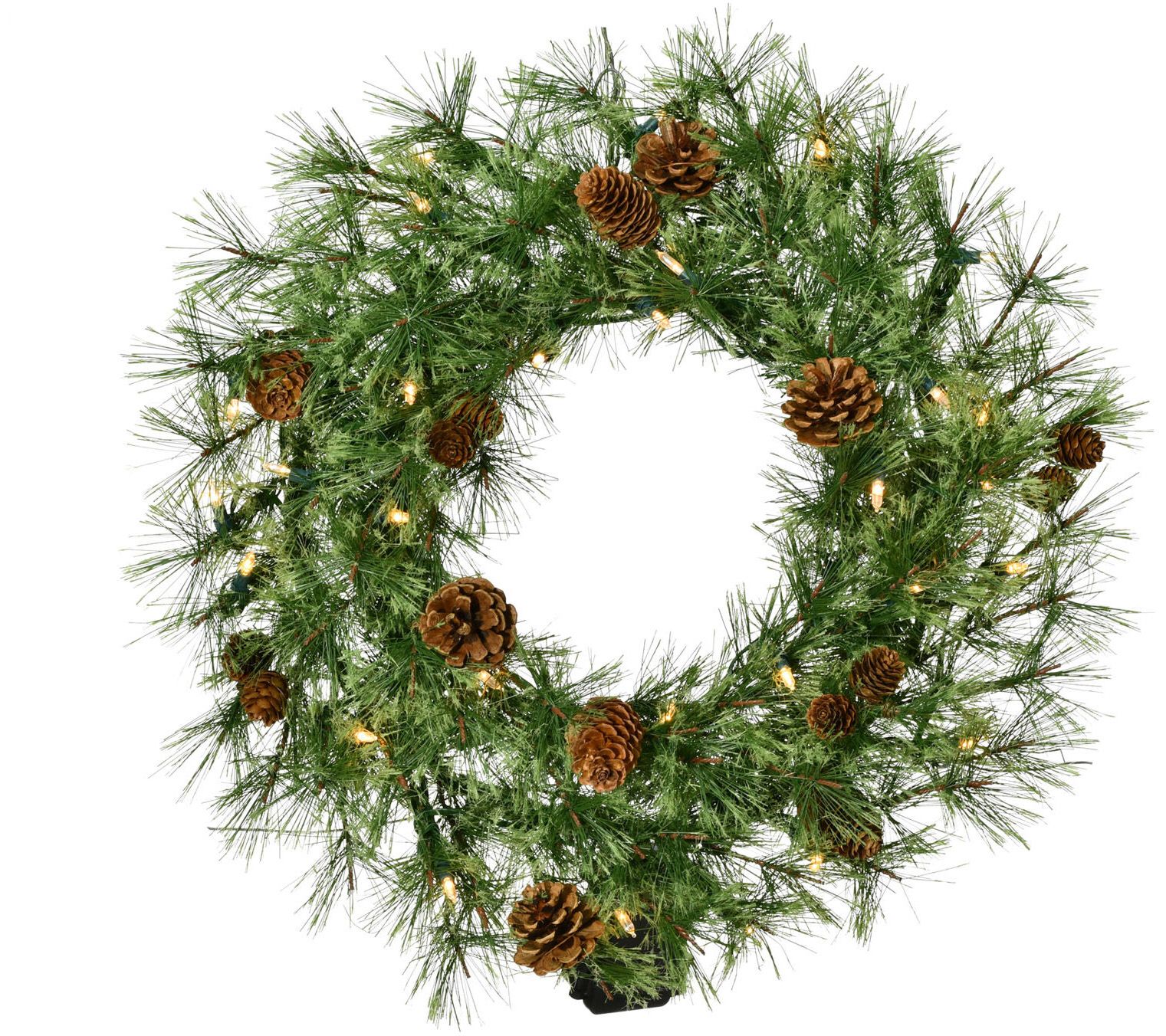 Fraser Hill Farm 24-in Wreath w/Pinecones & Warm White LED