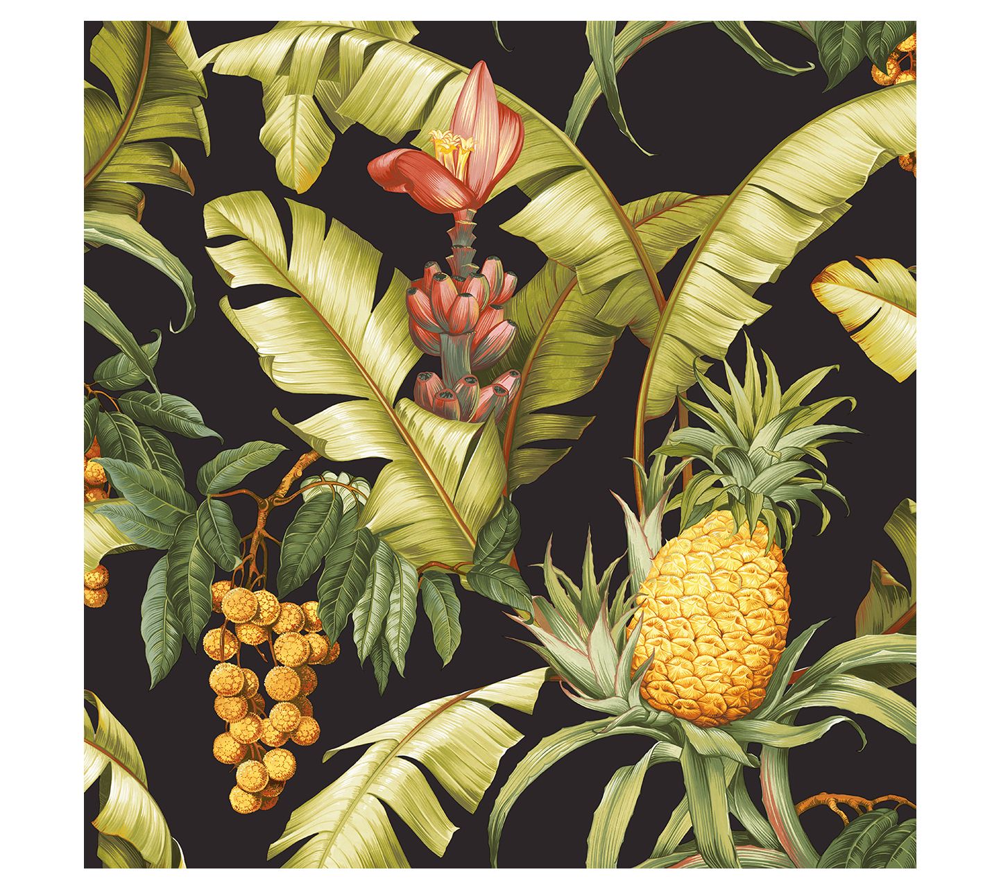 NextWall Pineapple Floral Peel-and-Stick Wallpaper