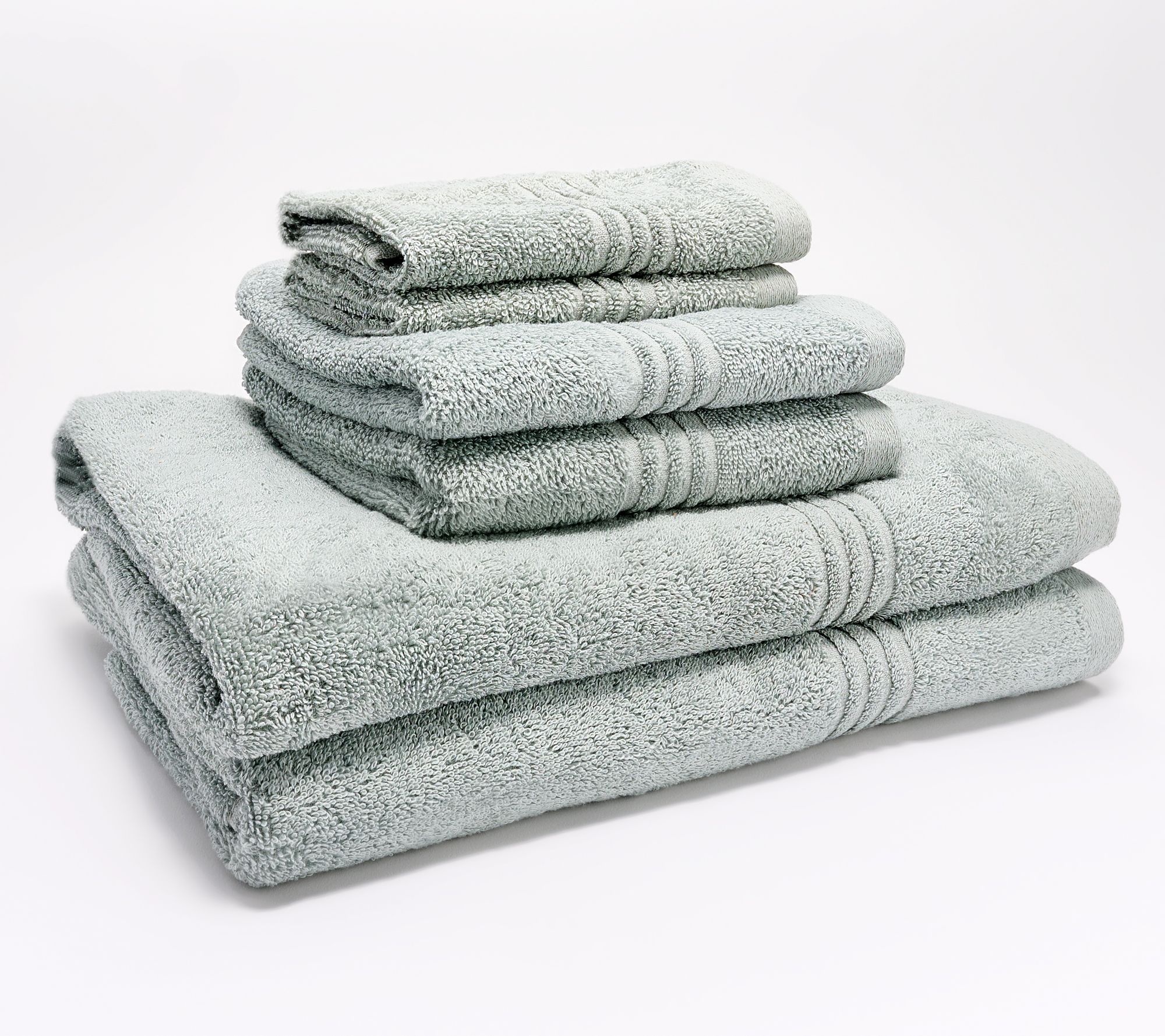 Martha Stewart 100% Cotton Bath Towels Set of 6 Piece, 2 Bath Towels, 2 Hand Towels, 2 Washcloths, Quick Dry Towels, Soft & Absorbent, Bathroom