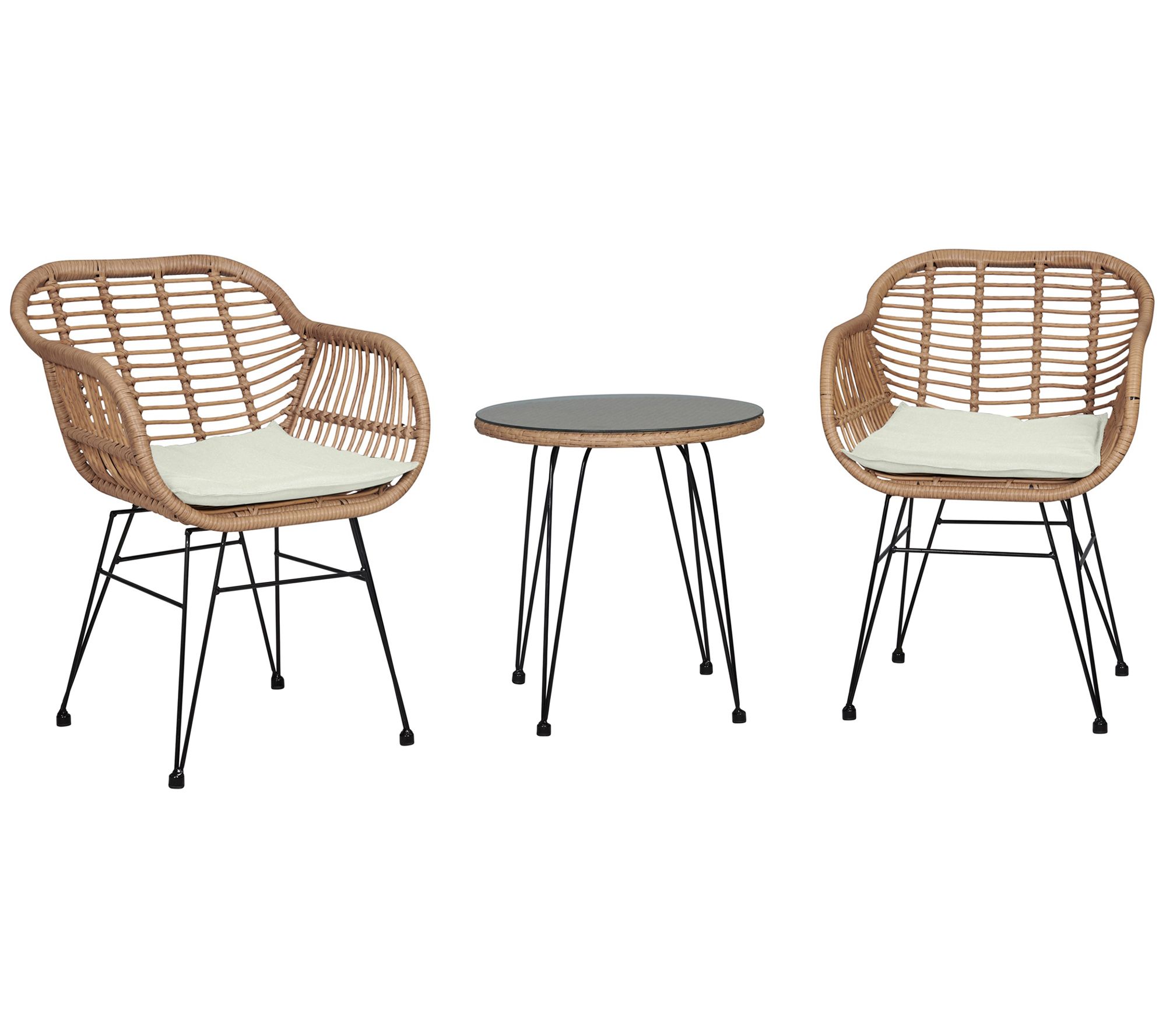 Antibes 1.0 Steel Rattan 3-Piece Patio Conversation Set