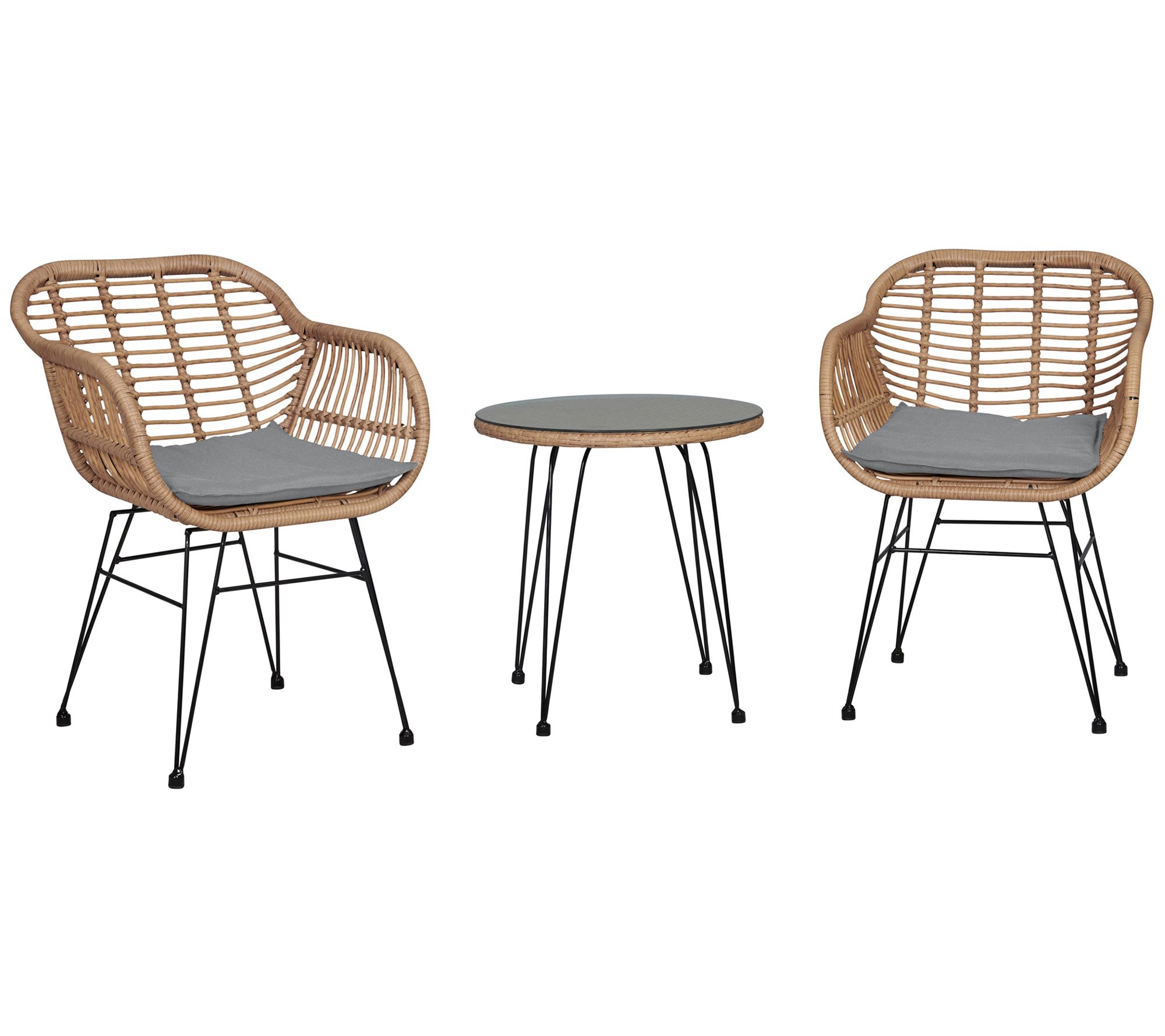 Antibes 1.0 Steel Rattan 3-Piece Patio Conversation Set