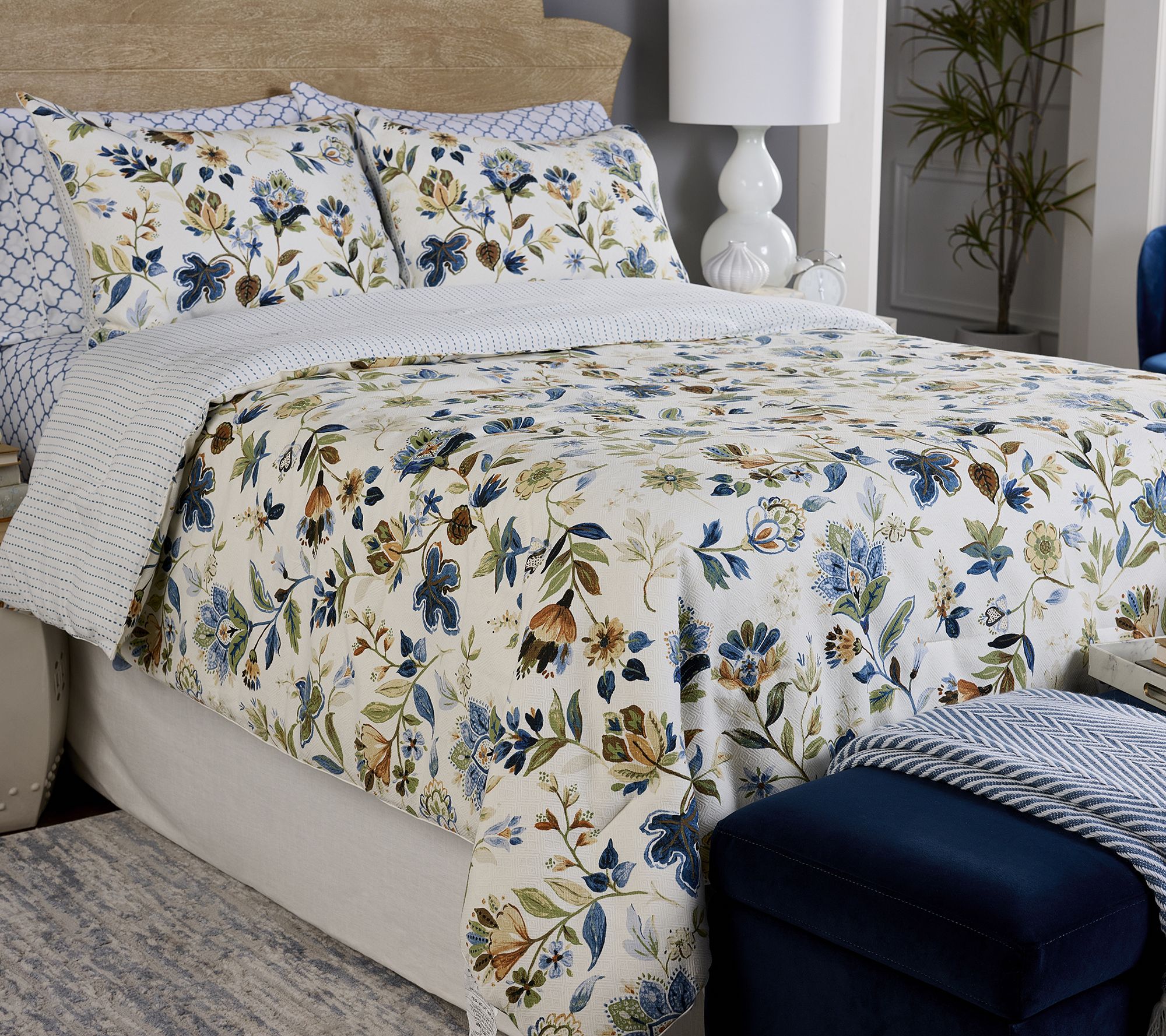 Home Reflection Reversible Jacobean Floral Comforter Set- King
