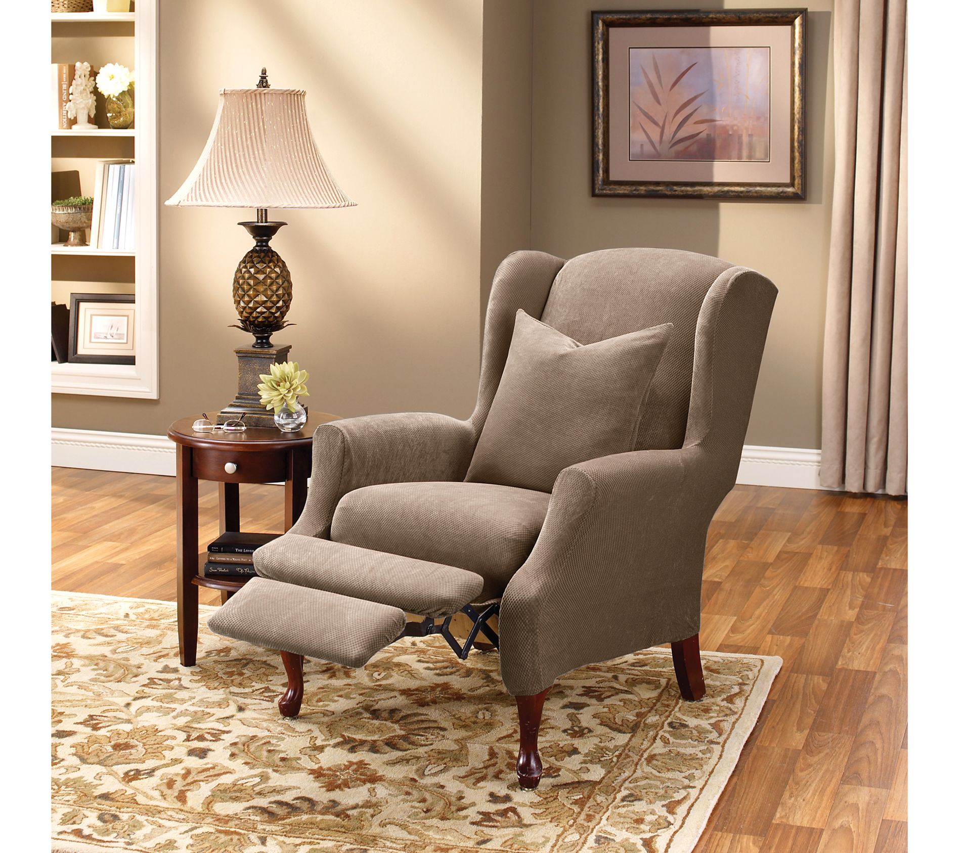 Sure fit stretch best sale pique wing chair slipcover