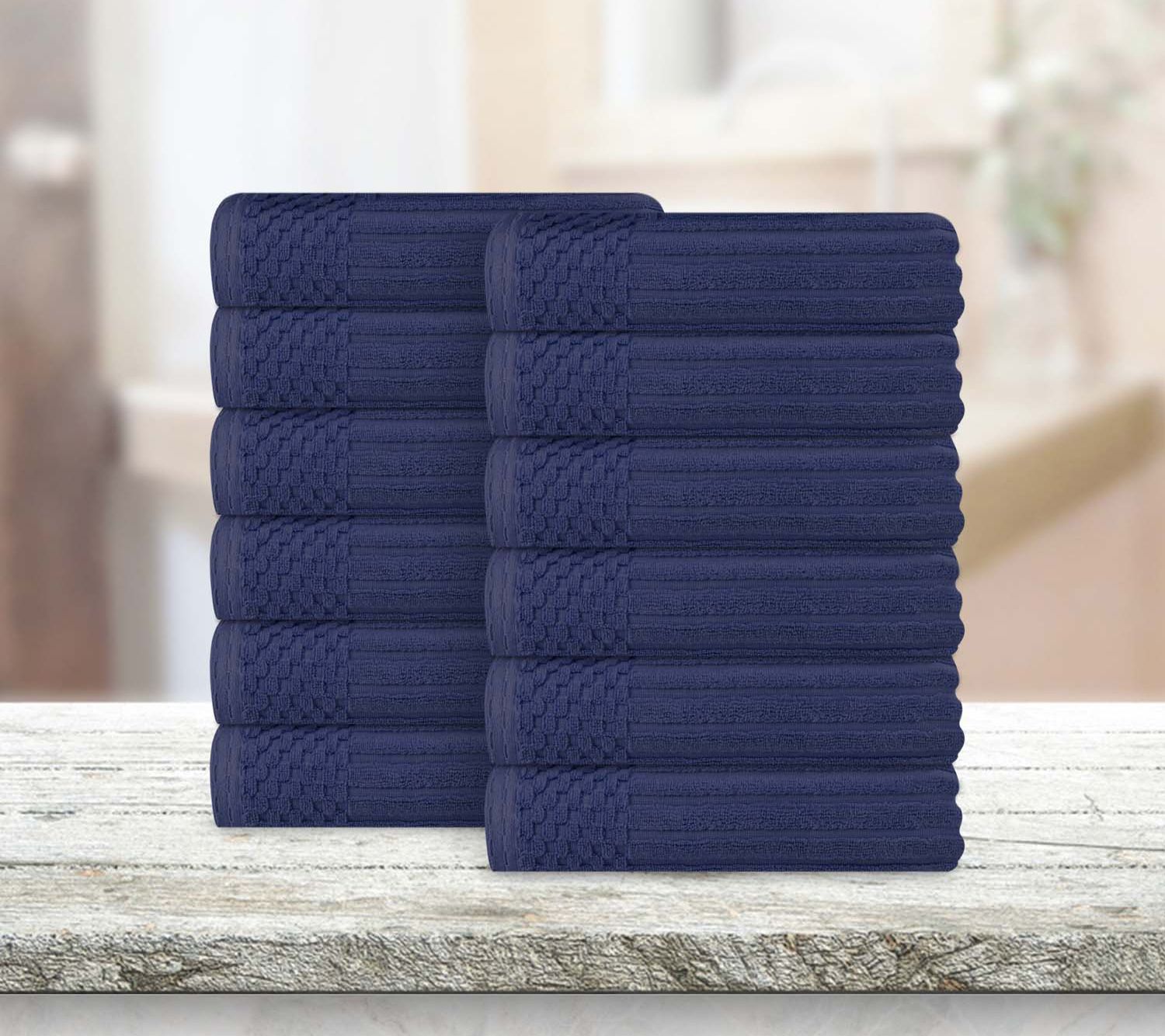 Superior Ribbed Cotton Absorbent 12 PC Face Tow el Set