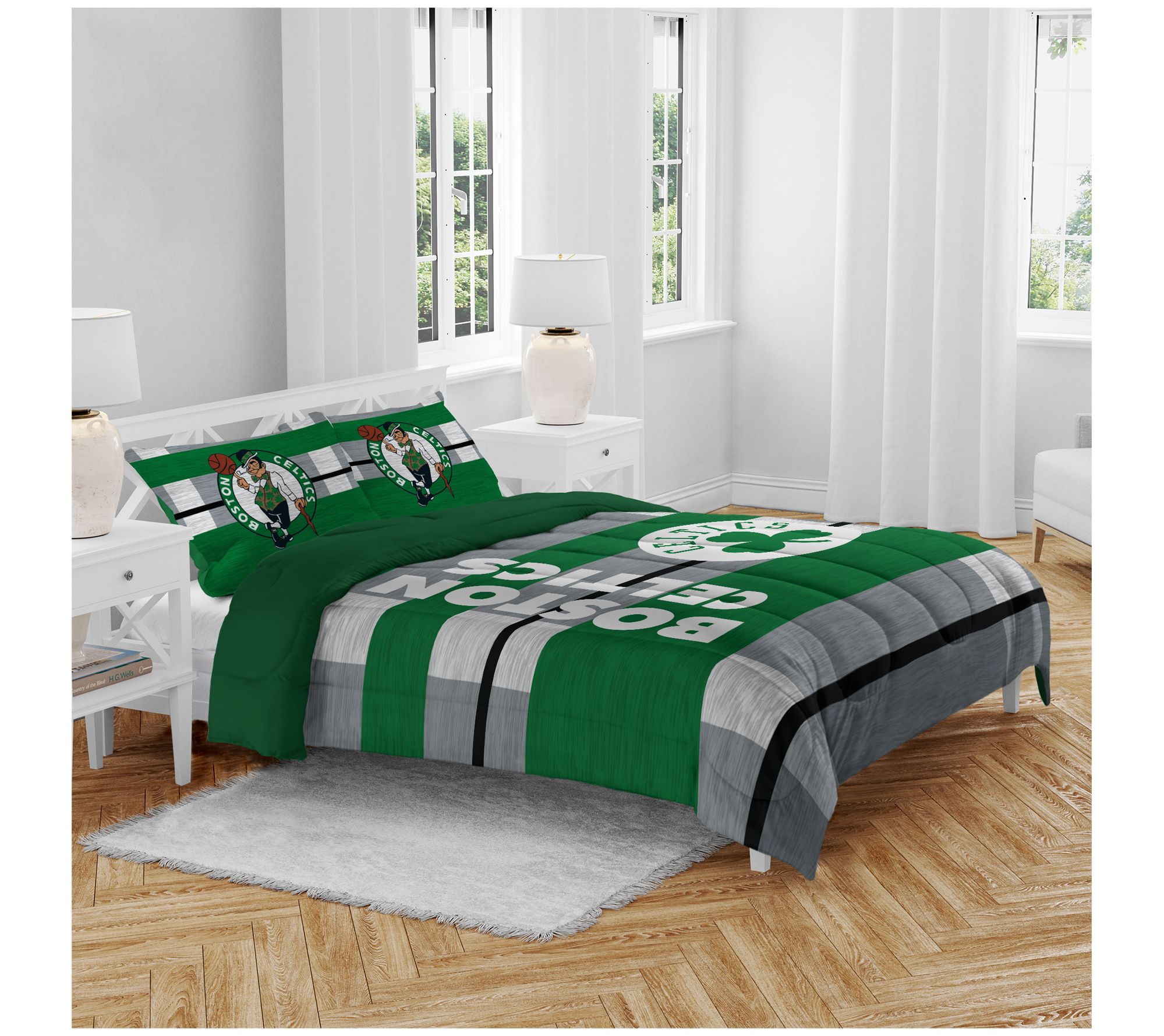Pegasus Sports NBA Heathered Stripe Queen 3-Pie ce Bed in a Ba