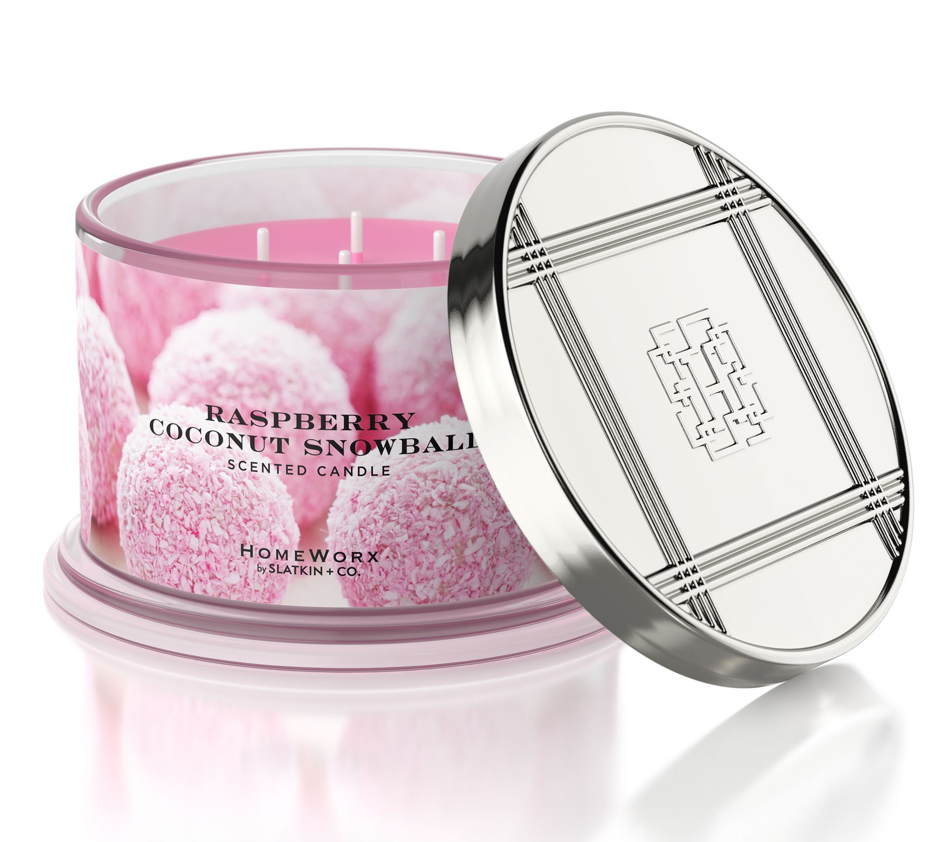 HomeWorx Raspberry Coconut Snowball 18-oz Candle 