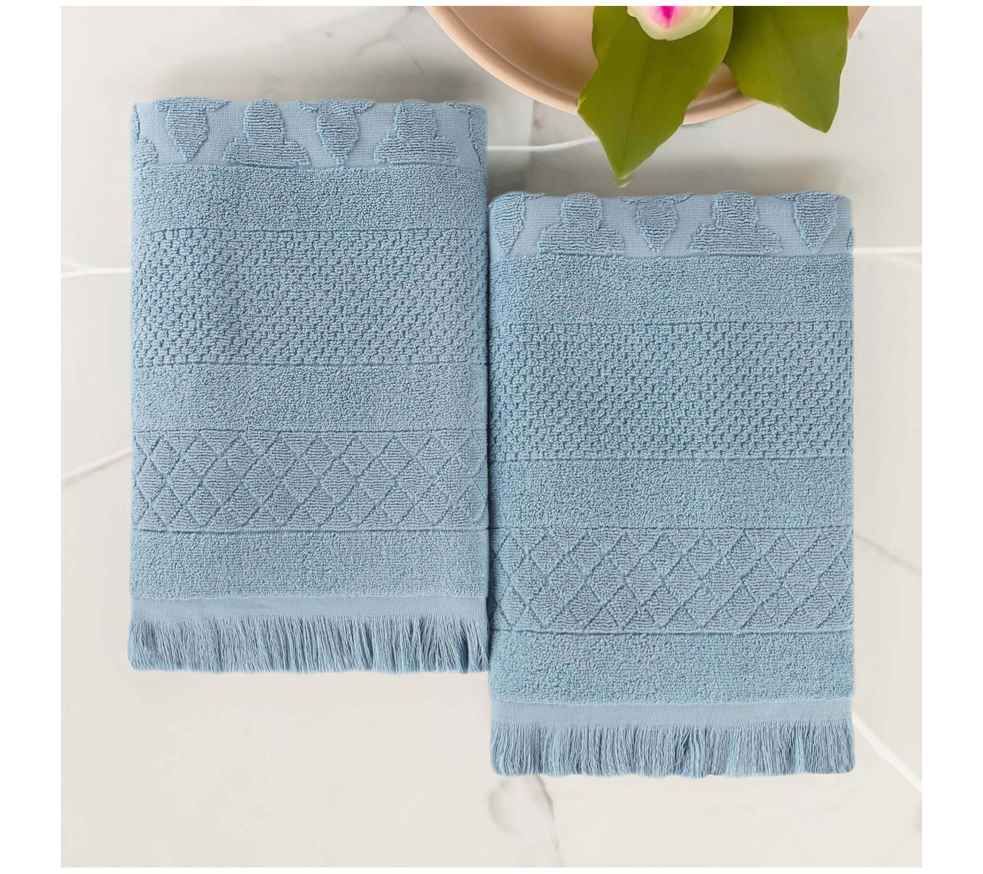 Superior Rolla Cotton Geometric Jacquard Bath Sheet Set of 2