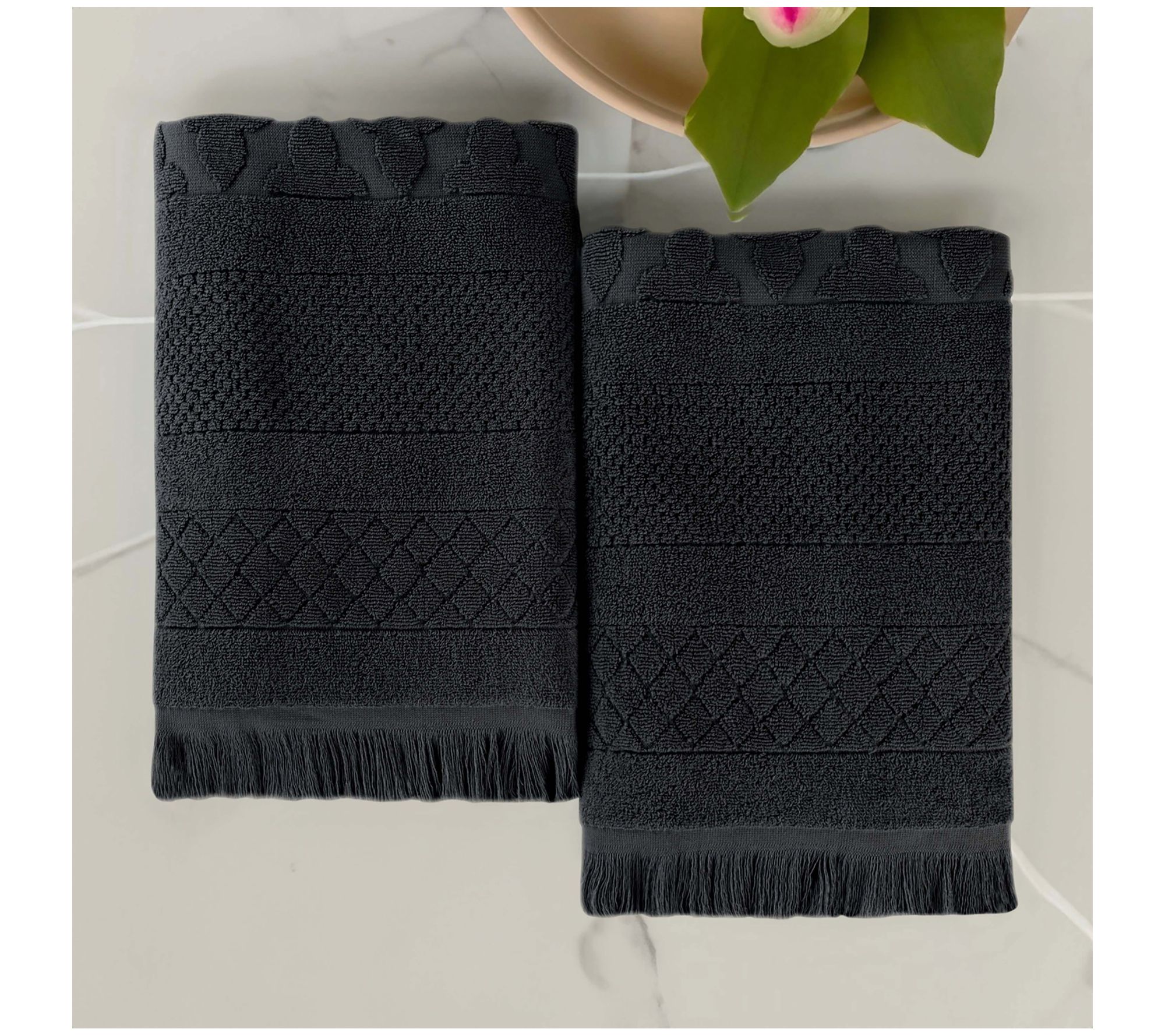 Superior Rolla Cotton Geometric Jacquard Bath Sheet Set of 2