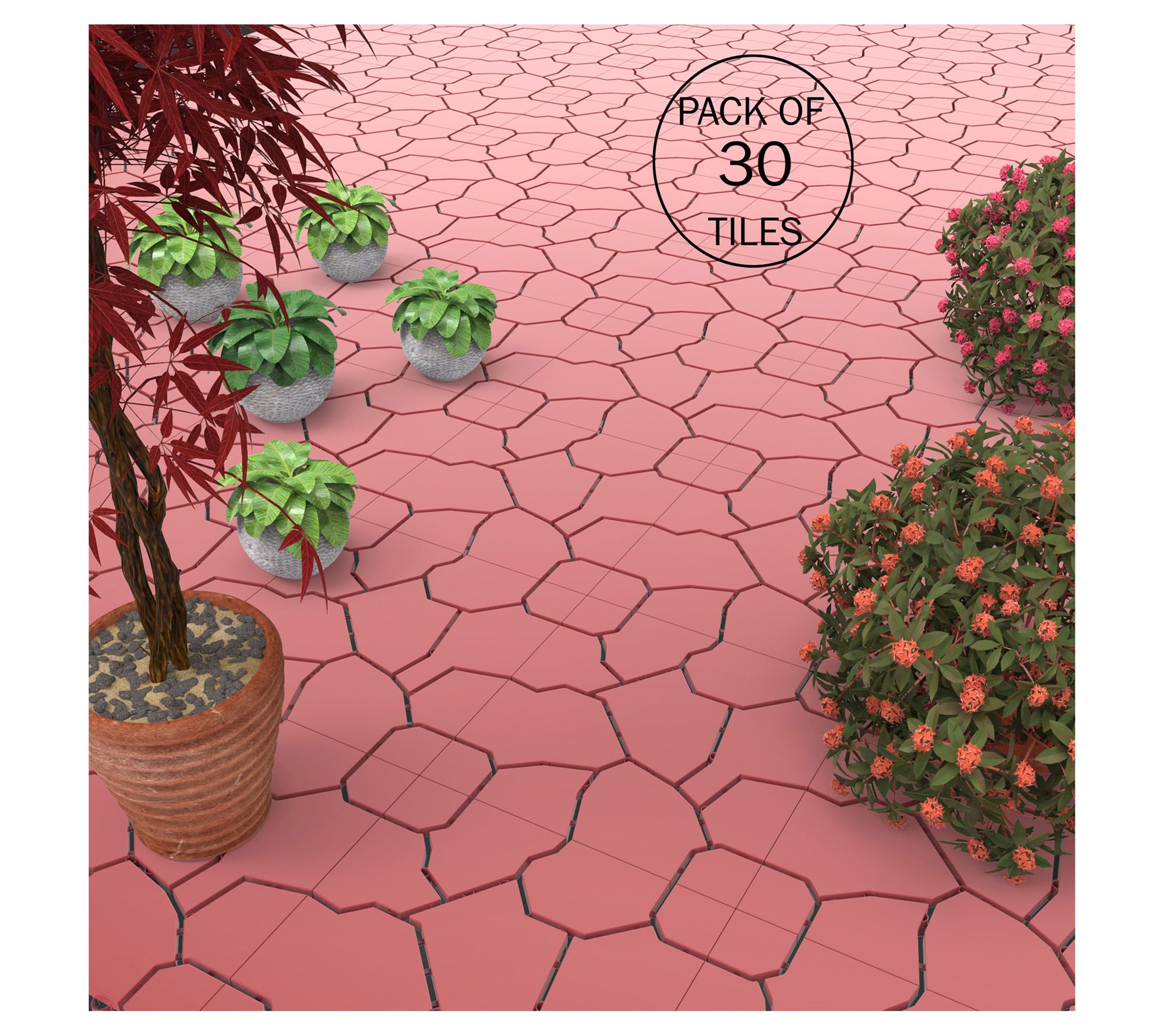 Pure Garden 30 Pack Deck Tiles for Balcony, Porch, and Garage