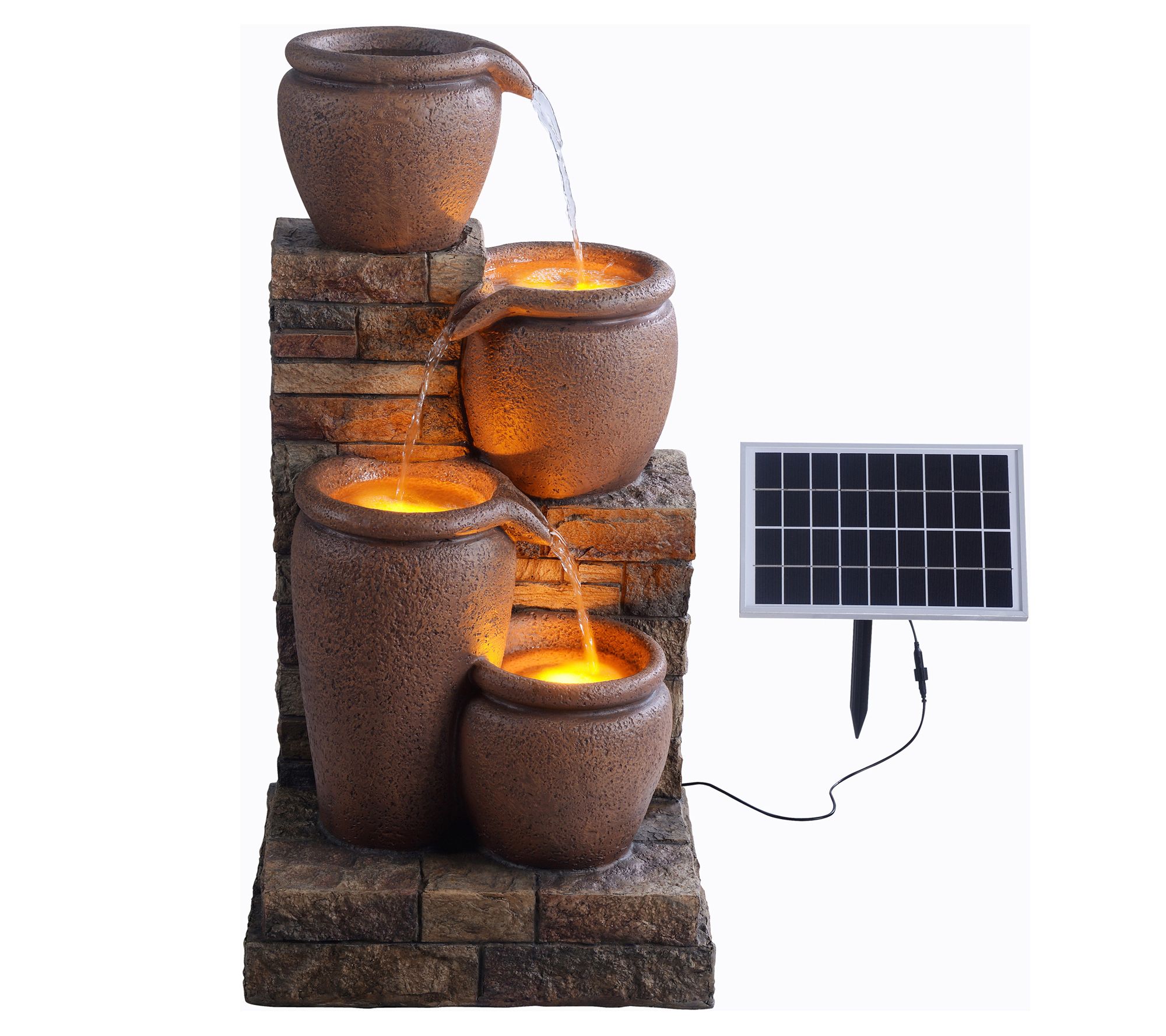 Teamson 4-Tier 31" Terracotta LED Outdoor Water Fountain