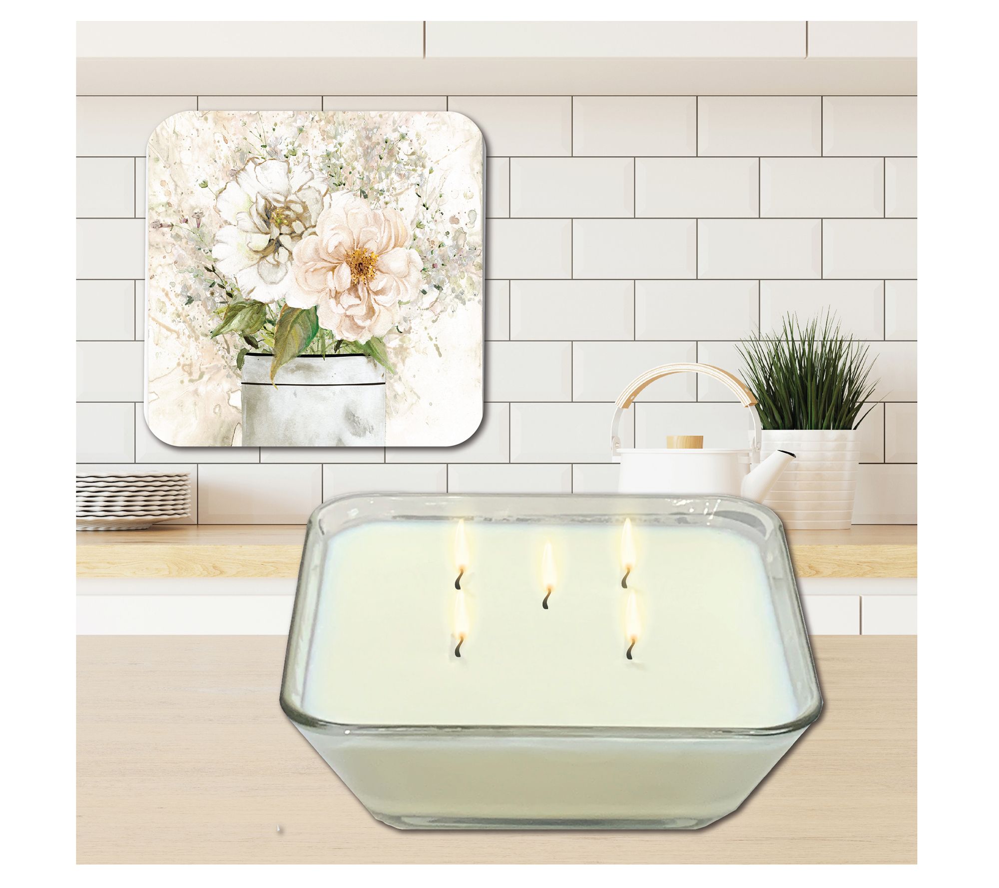Courtside Market Flowers II Soy Wax Candle & Art Board