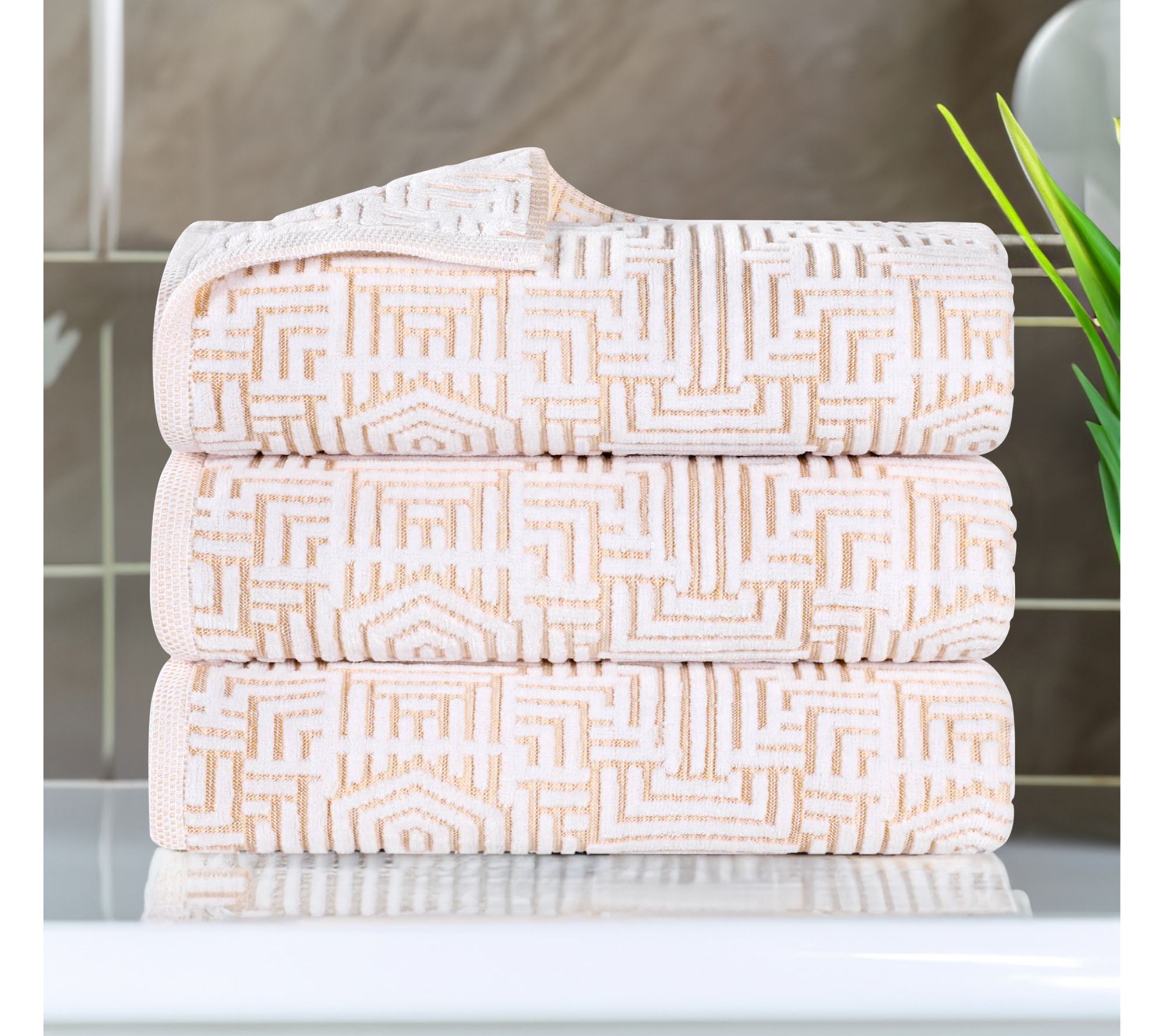 Superior Cotton Jaq Plush Soft Absorbent Bath Towel Set of 3