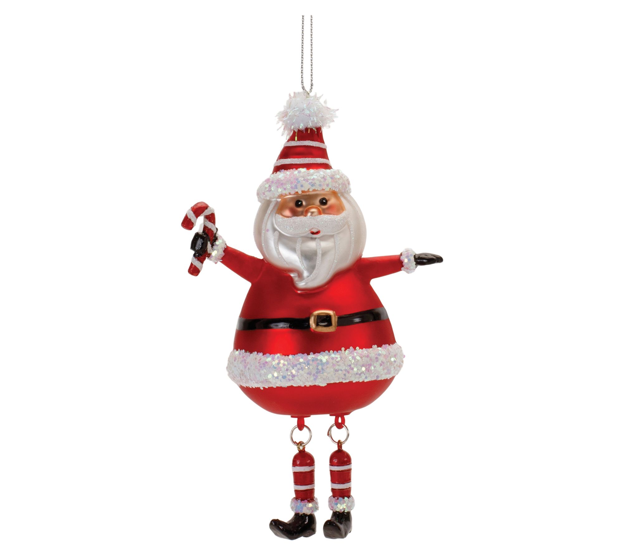 Melrose Glass Santa Ornament with Dangle Legs (Set of 6)