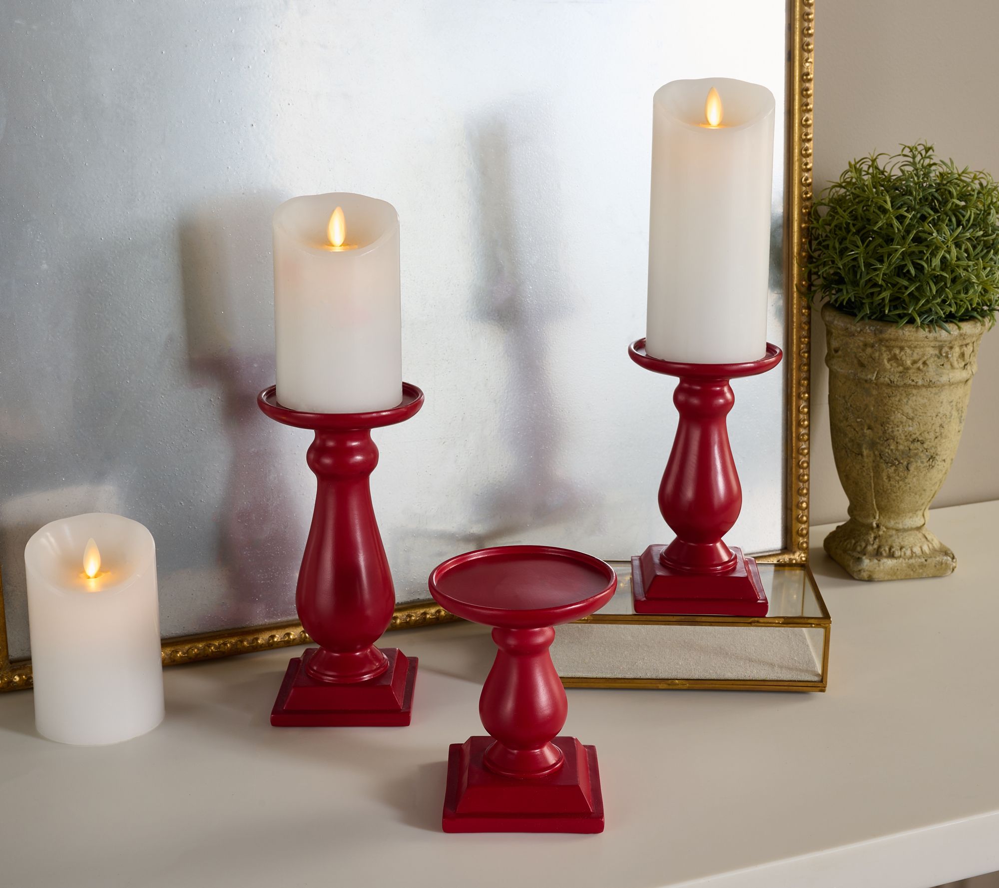 "As Is" Set of 3 Flippable Pedestal Candle Holders by Valerie